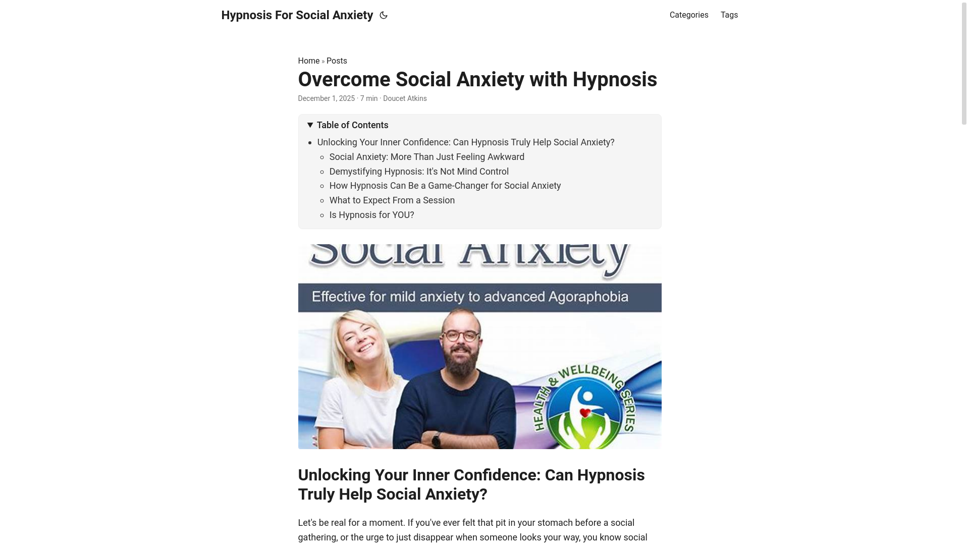 website screenshot of https://hypnosisforsocialanxiety2.pages.dev/