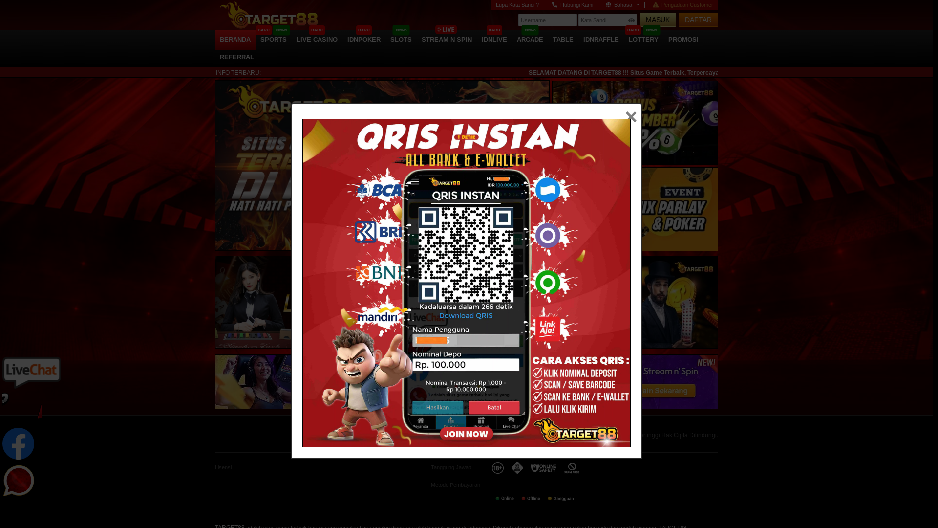 website screenshot of https://target88blast.info/