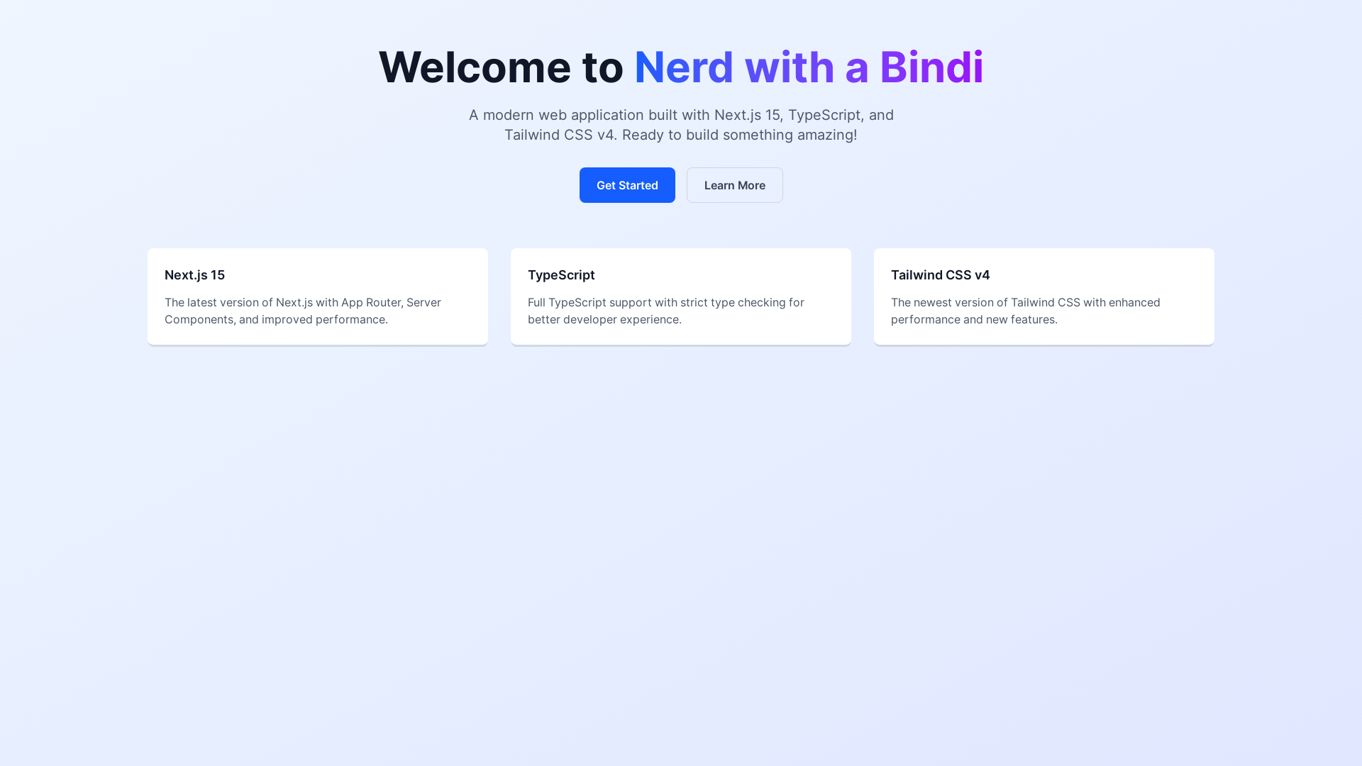 website screenshot of https://nerdwithabindi.com/