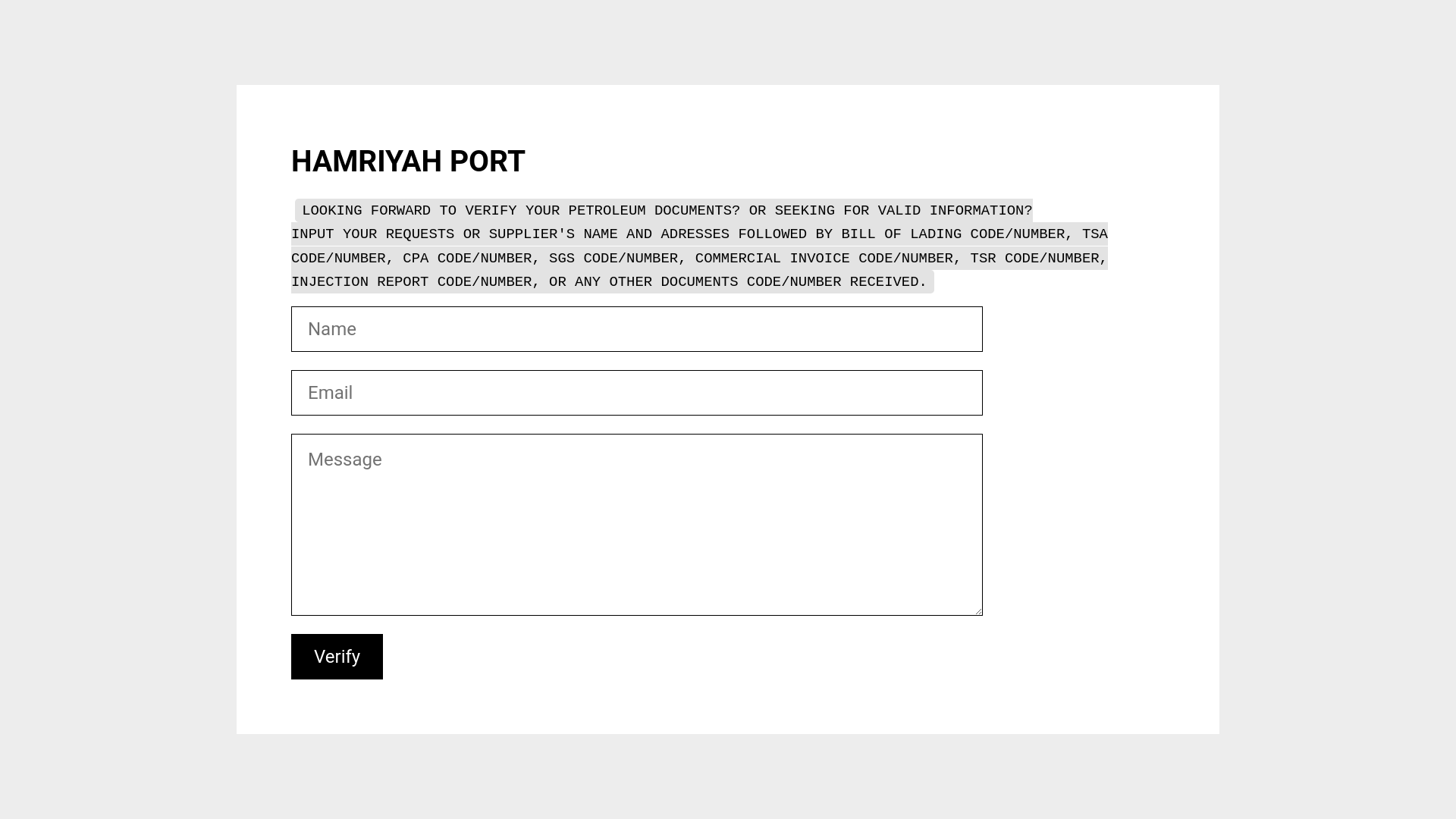 website screenshot of https://portofhamriyah.info/