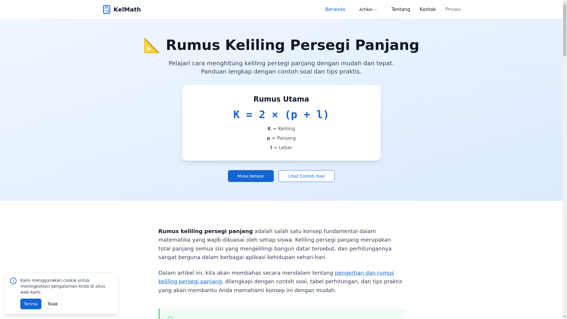 website screenshot of https://rumuskelilingpersegipanjang.pages.dev/