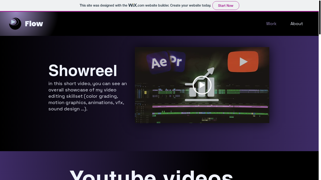 website screenshot of https://floweditsamv.wixsite.com/video-editor