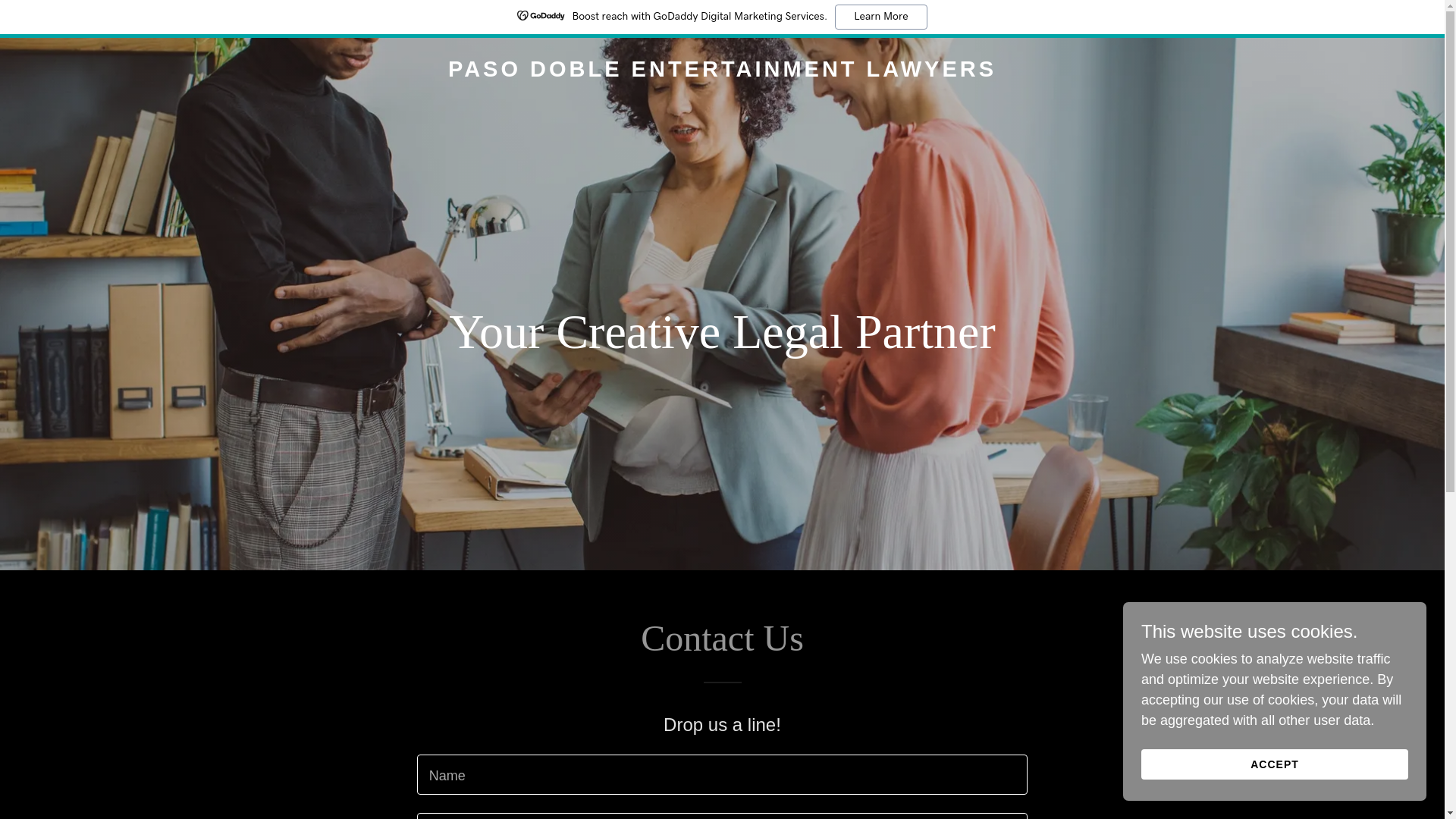 website screenshot of https://pasodobleentertainmentlawyers.com/
