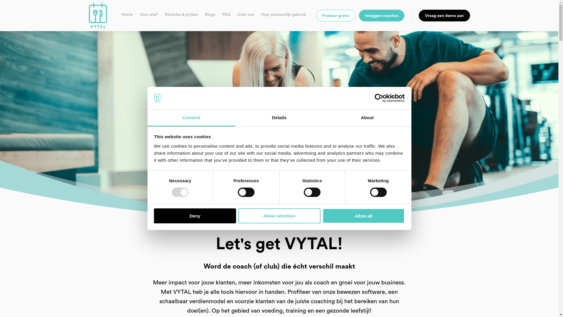 website screenshot of https://letsgetvytal.com/