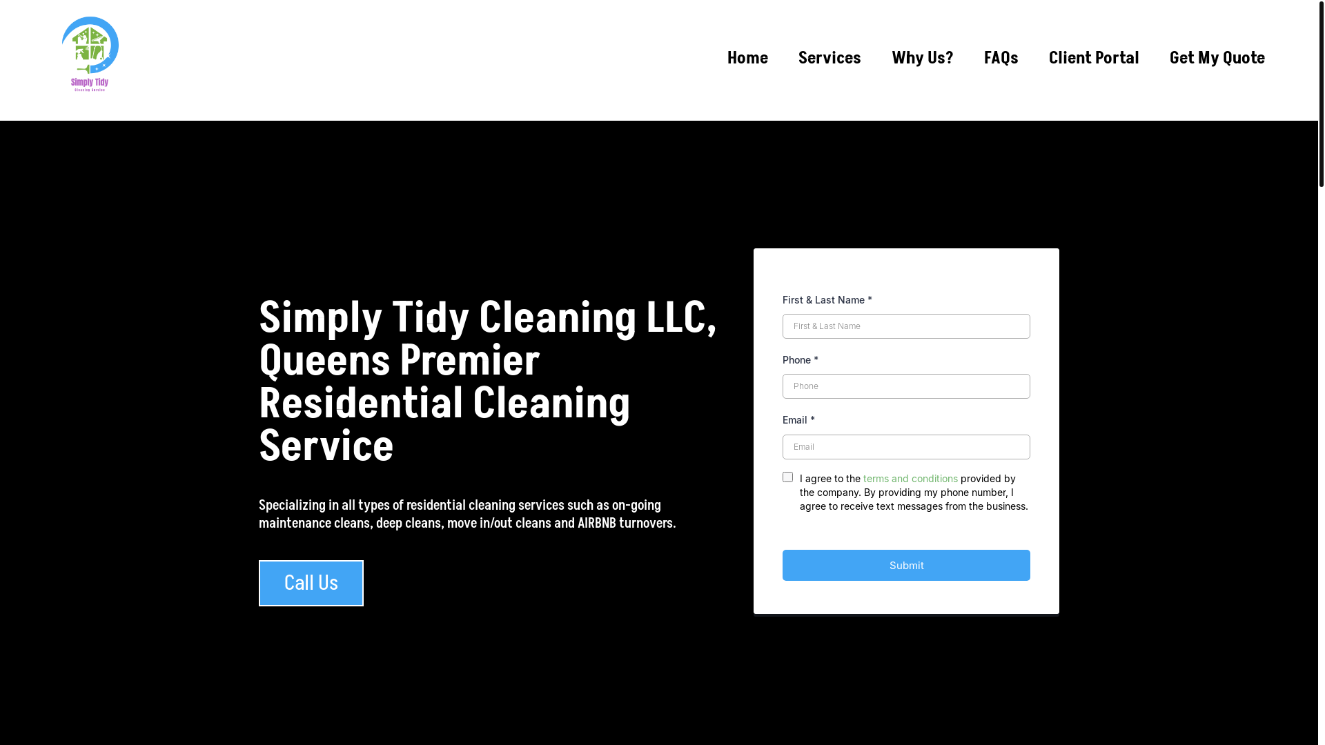 website screenshot of https://simplytidy-cleaning-service.com/