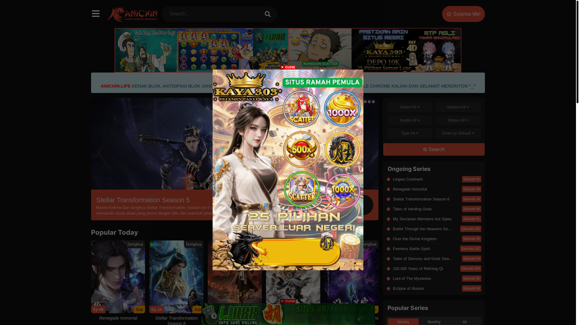 website screenshot of https://anichin.watch/