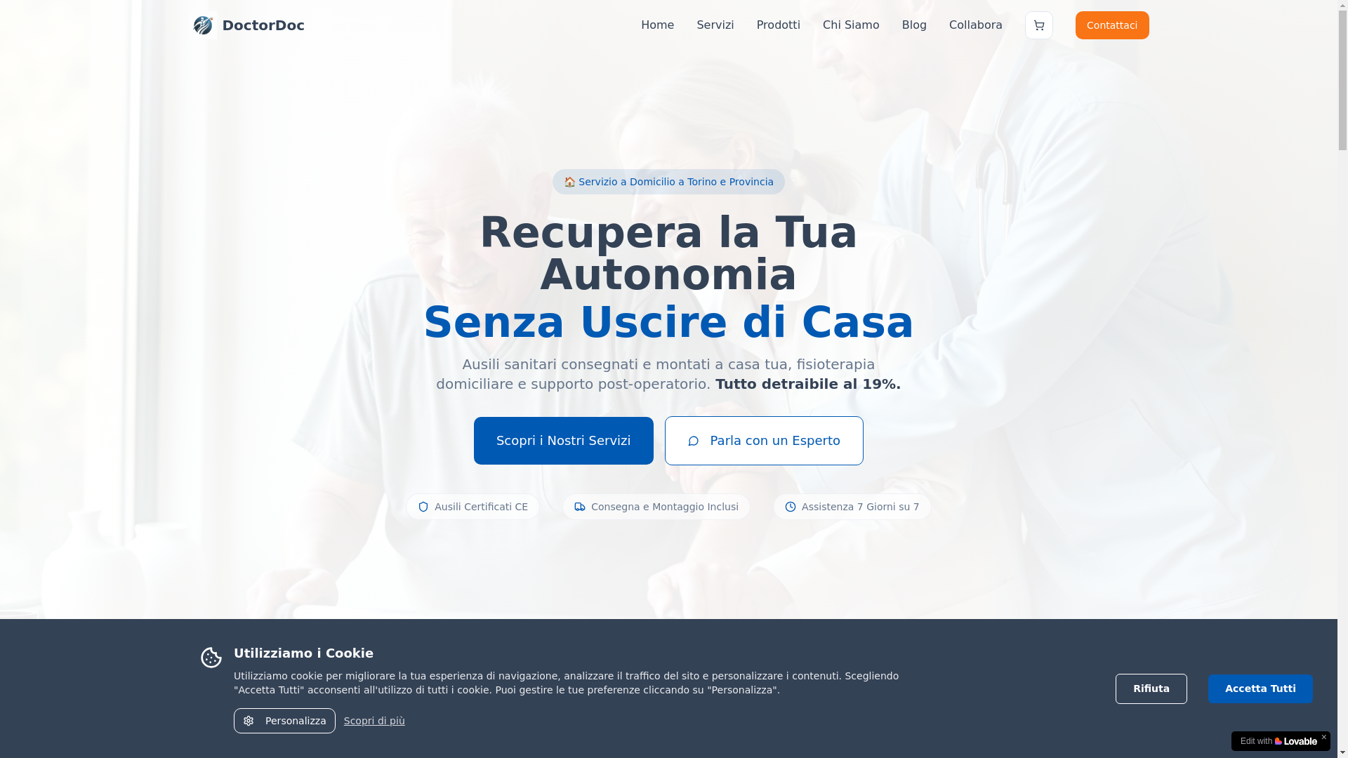 website screenshot of https://doctordoc.it/
