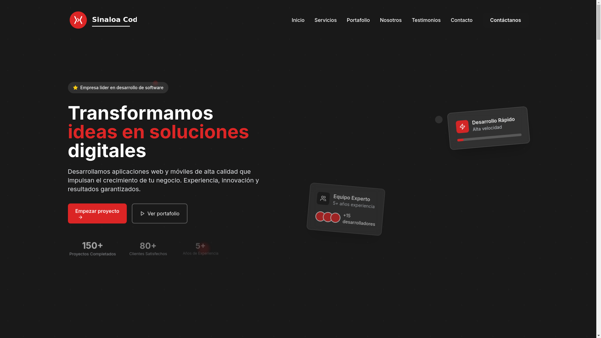 website screenshot of https://sinaloacode.com/