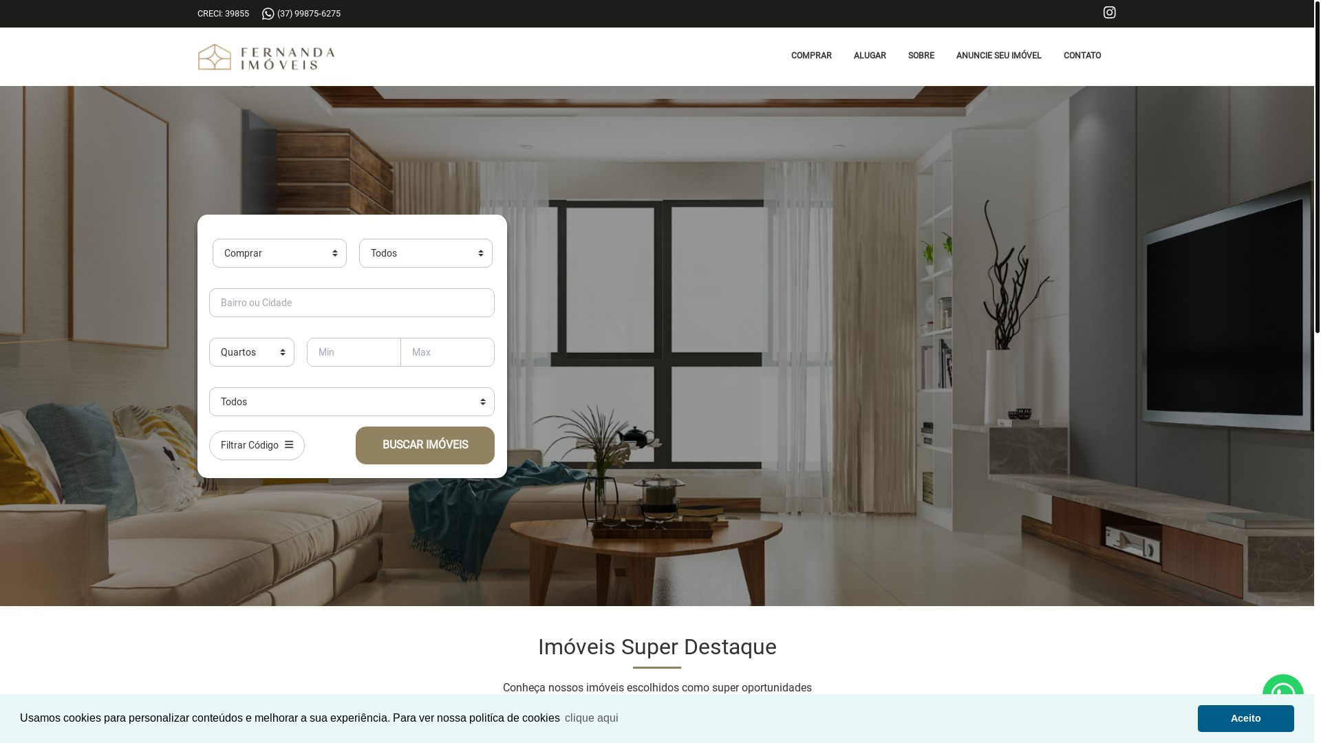 website screenshot of https://fernandaimoveisdivinopolis.com.br/