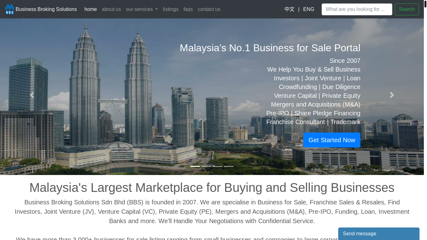 website screenshot of https://businessesforsale.my/