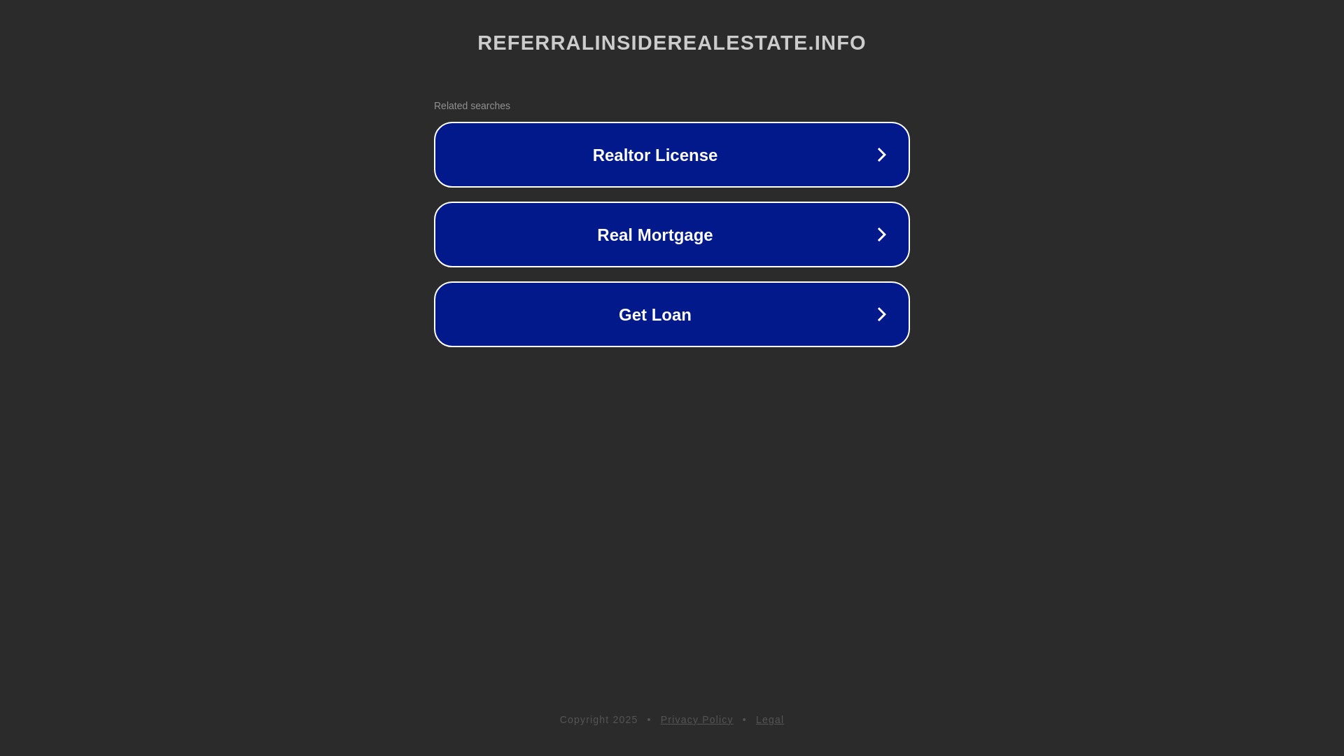 website screenshot of https://referralinsiderealestate.info/
