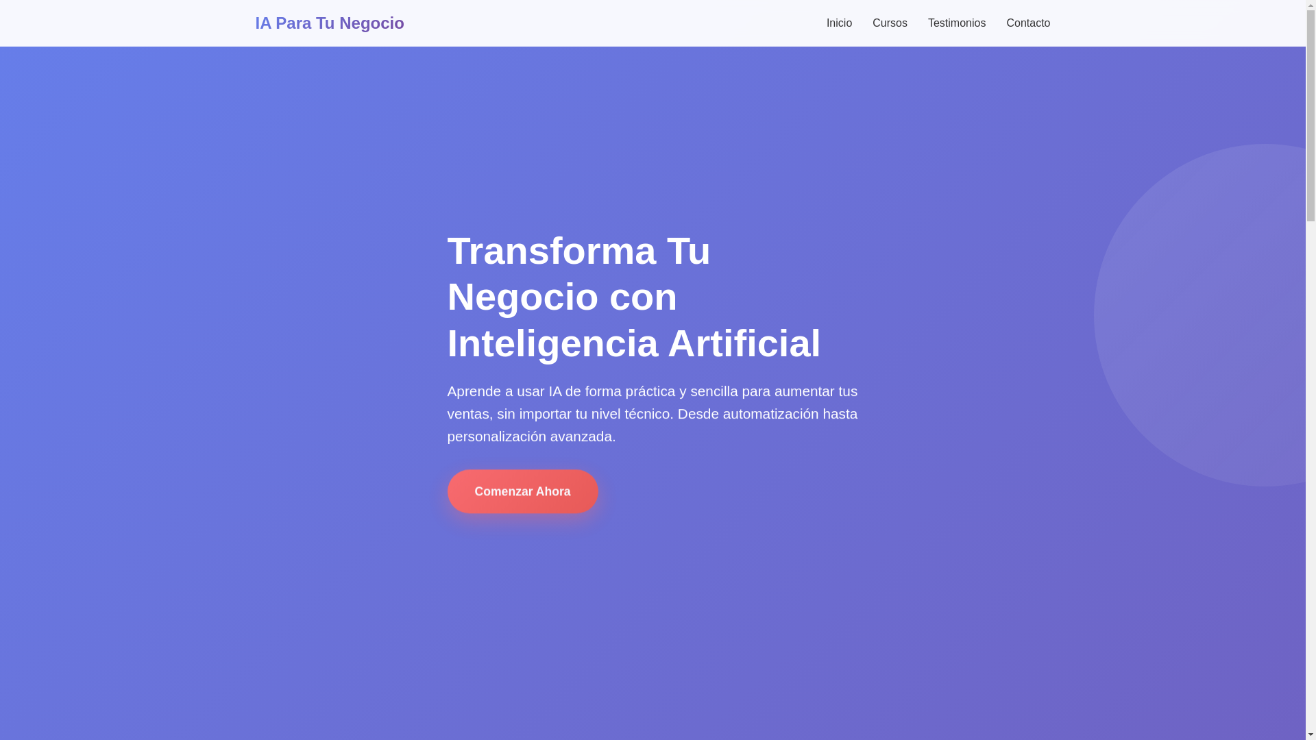 website screenshot of https://iaparatunegocio.cl/
