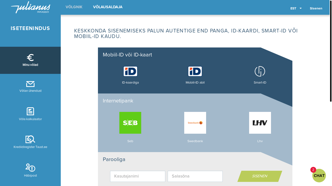 website screenshot of https://self.julianus.ee/
