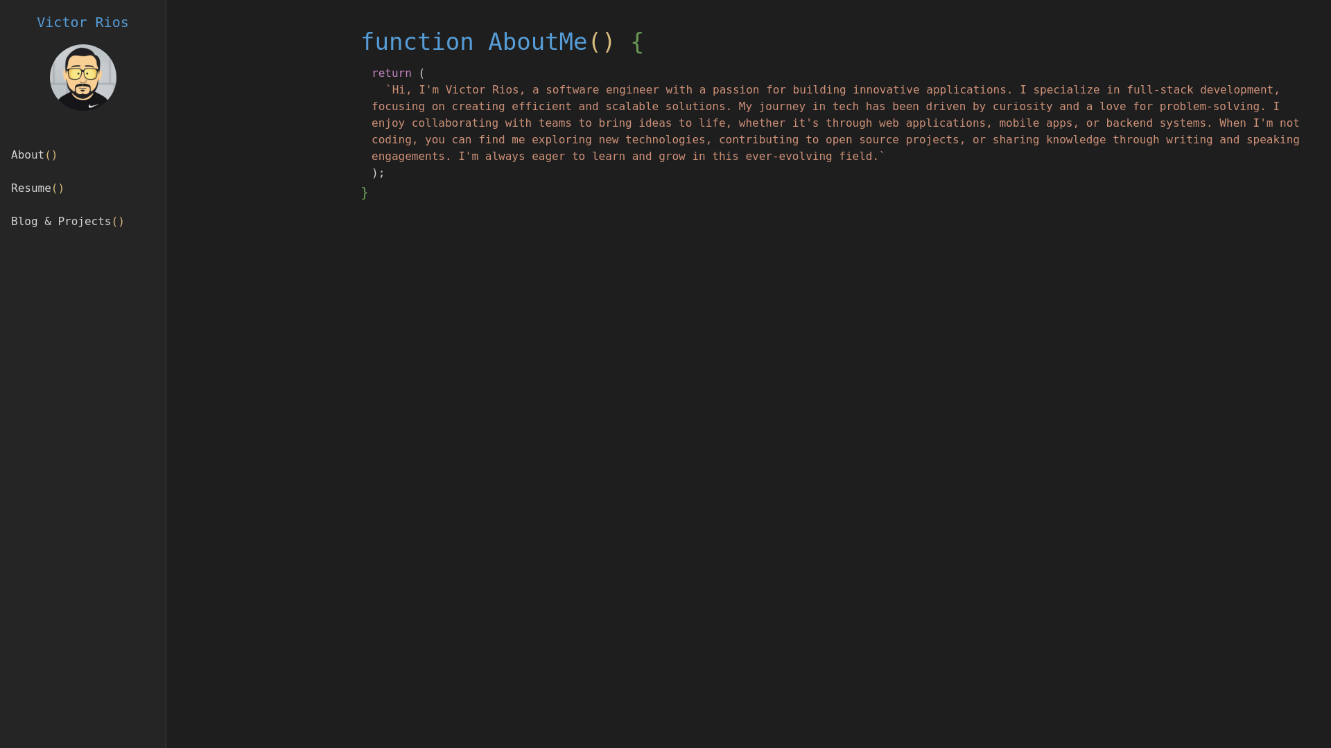 website screenshot of https://victorrios.dev/