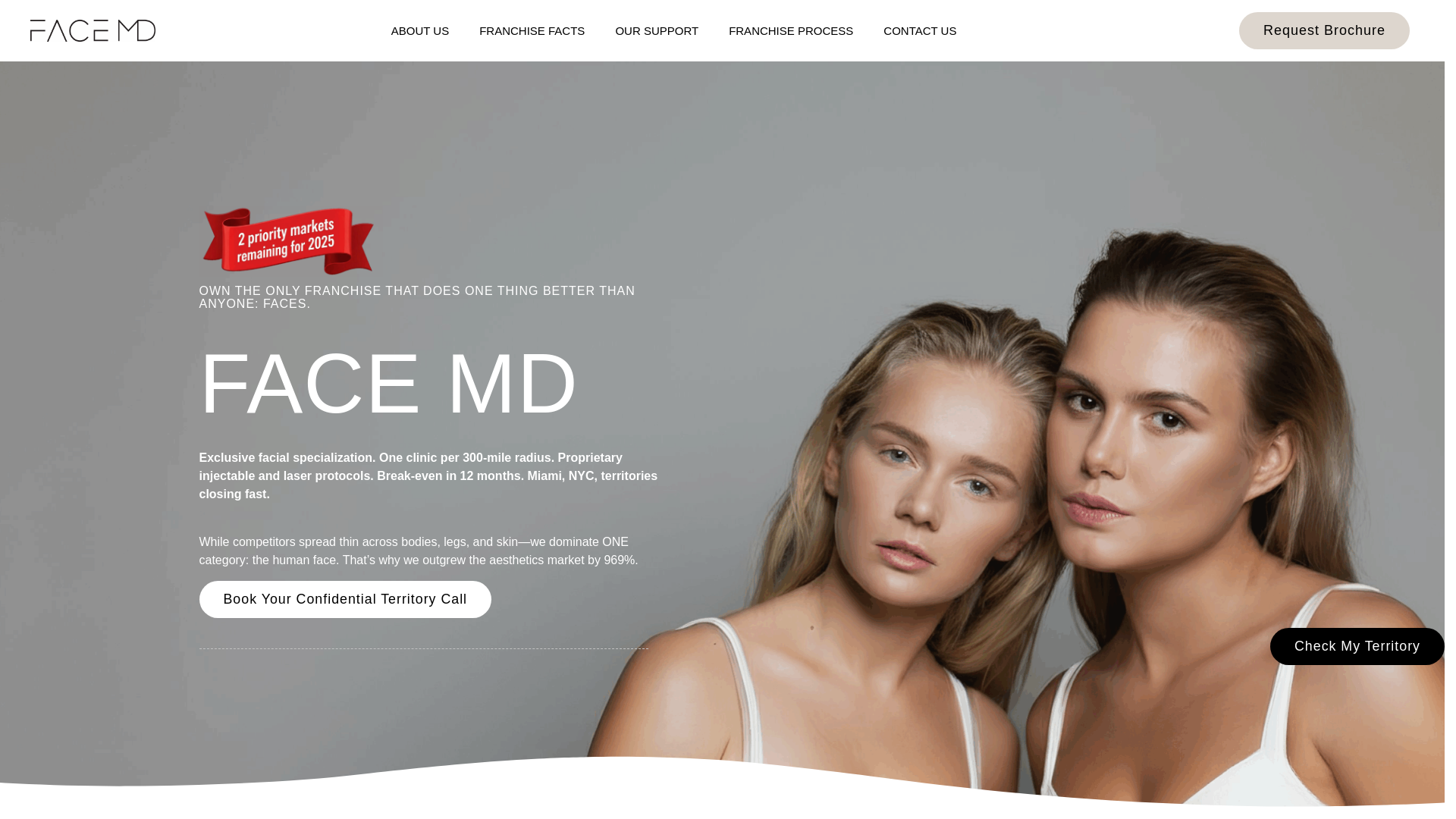 website screenshot of https://facemdfranchise.com/