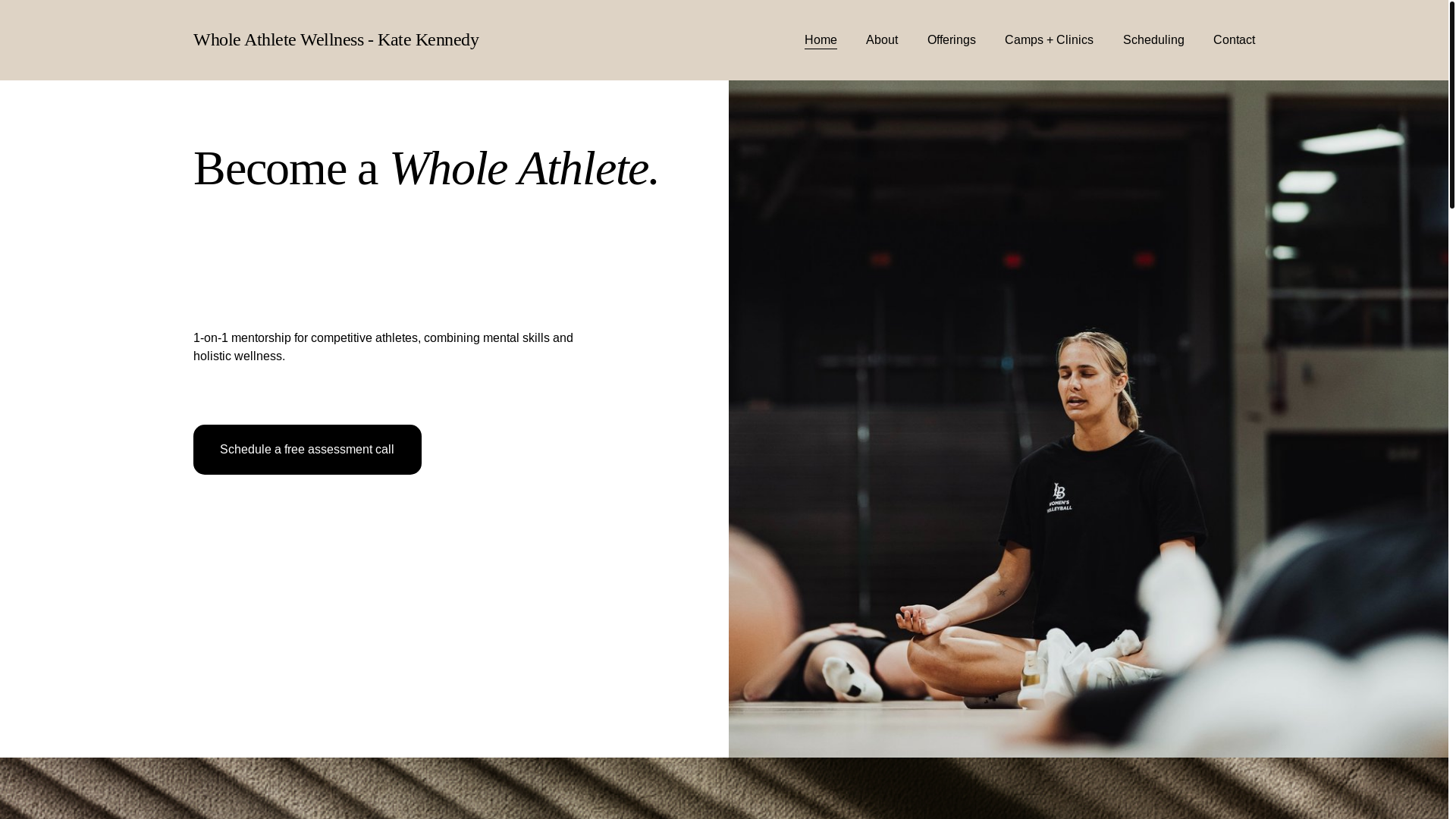 website screenshot of https://wholeathletewellness.com/