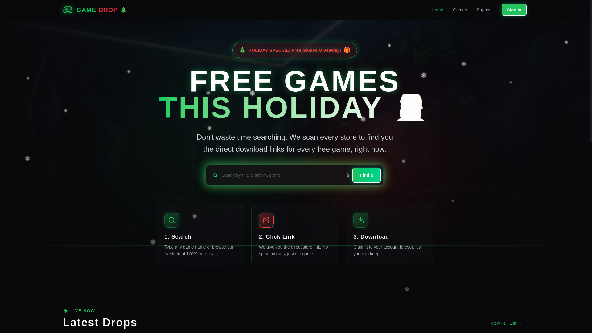 website screenshot of https://gamedropfinder.com/