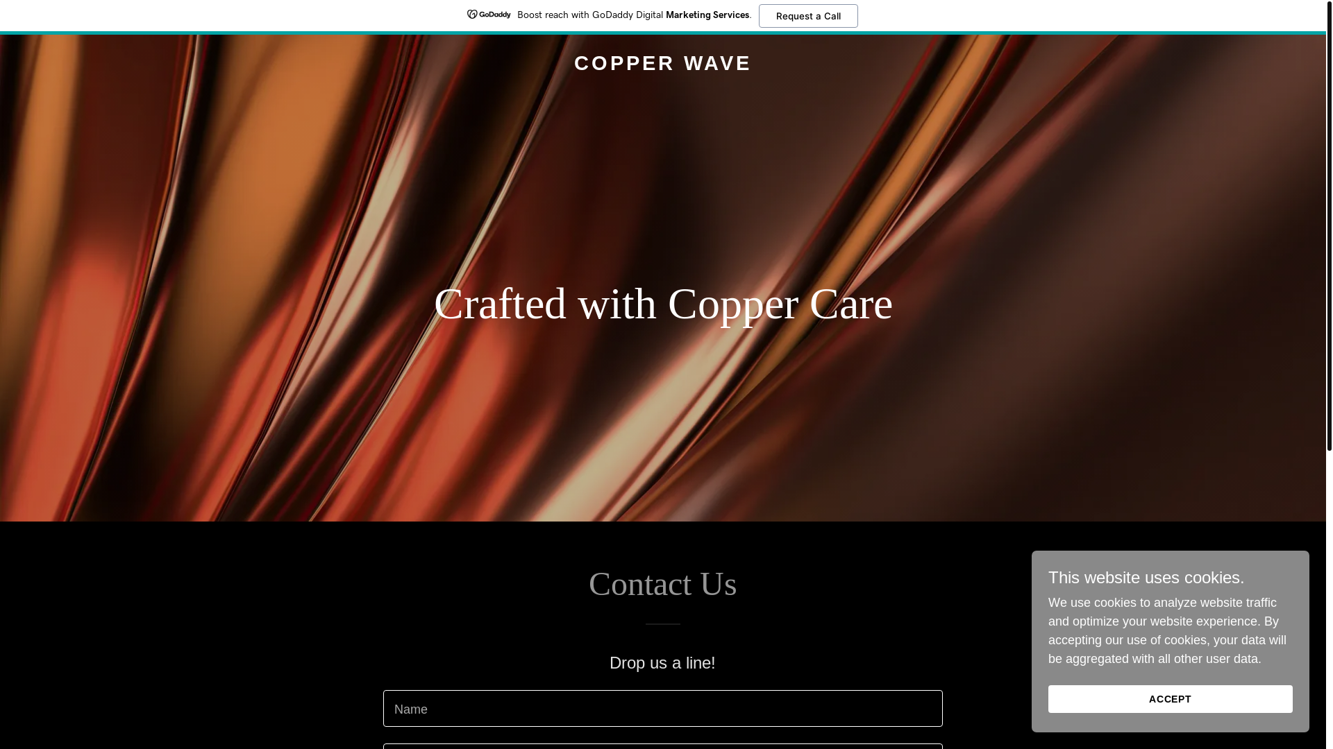website screenshot of https://copperwave.shop/