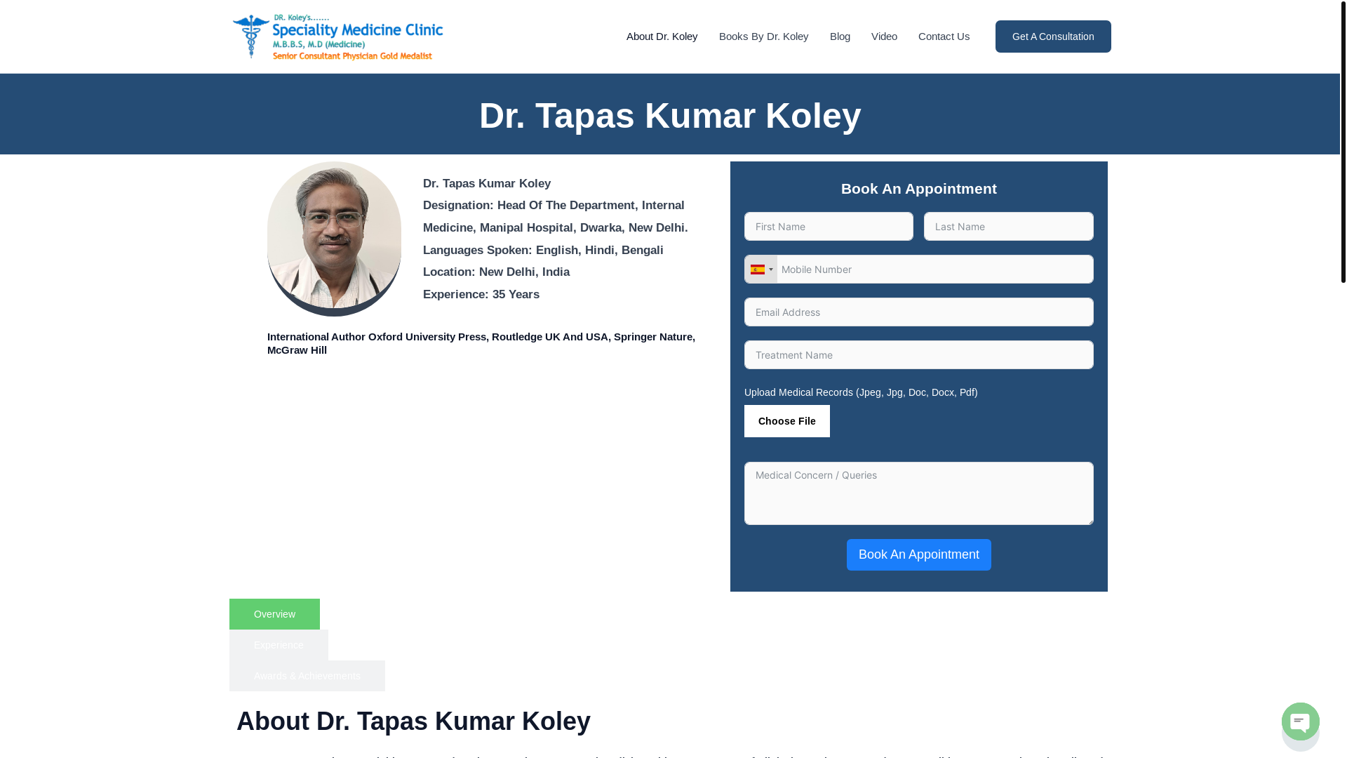 website screenshot of https://drtkkoleyclinic.com/
