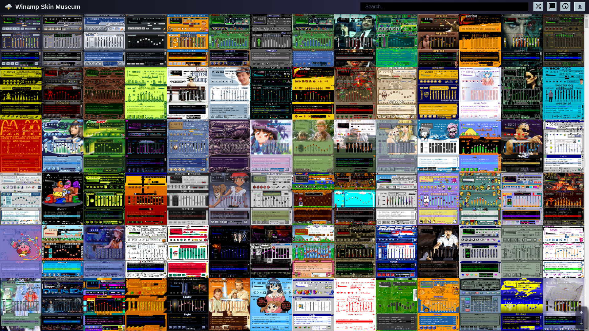 website screenshot of https://skins.webamp.org/