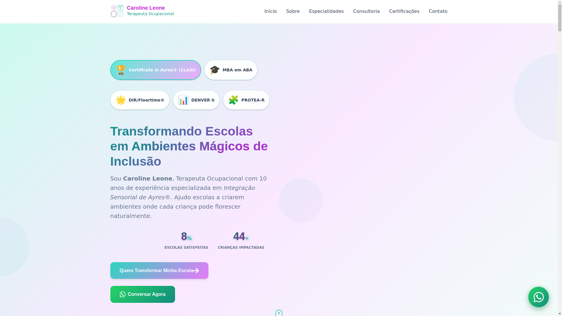 website screenshot of https://carolineleone.com.br/
