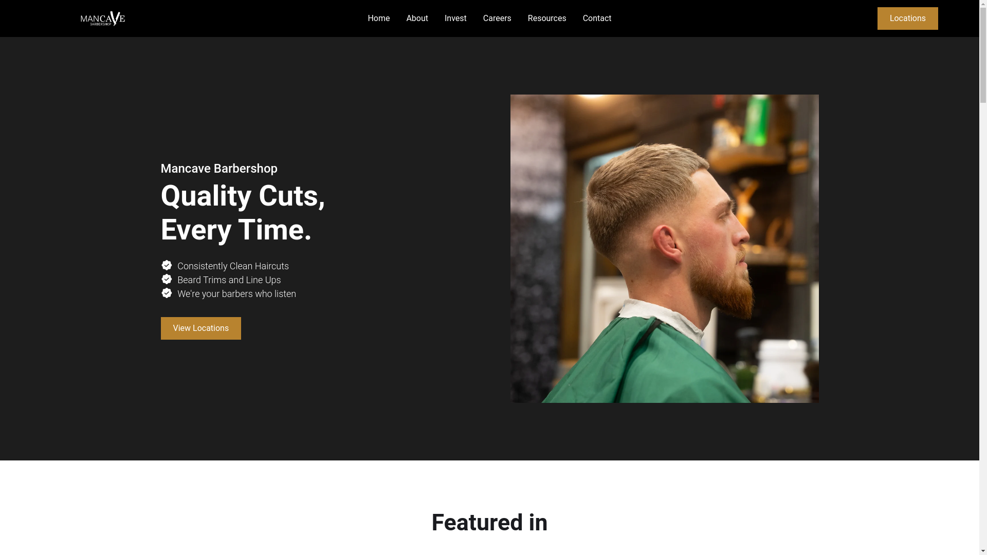 website screenshot of https://mancavebarbershop.online/