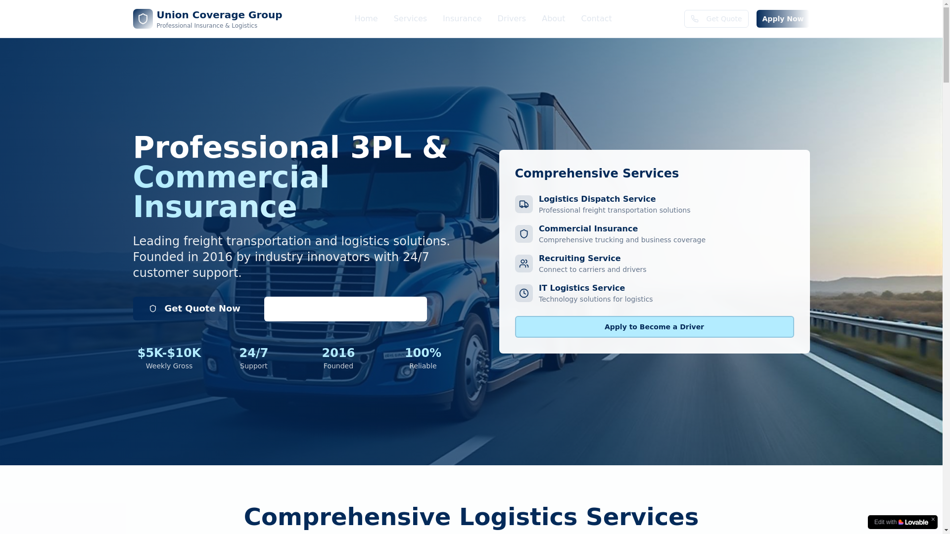website screenshot of https://unioncoveragegroup.com/