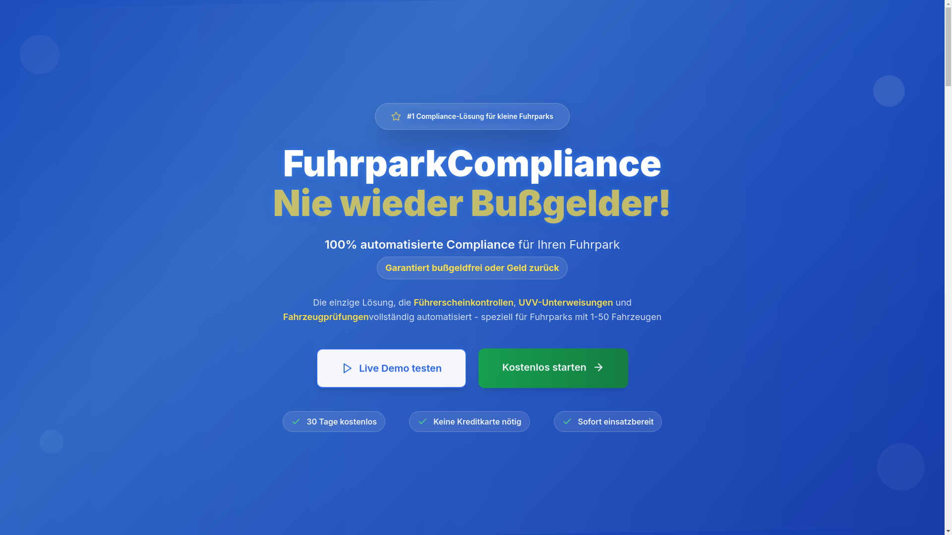 website screenshot of https://fuhrparkcompliance.de/