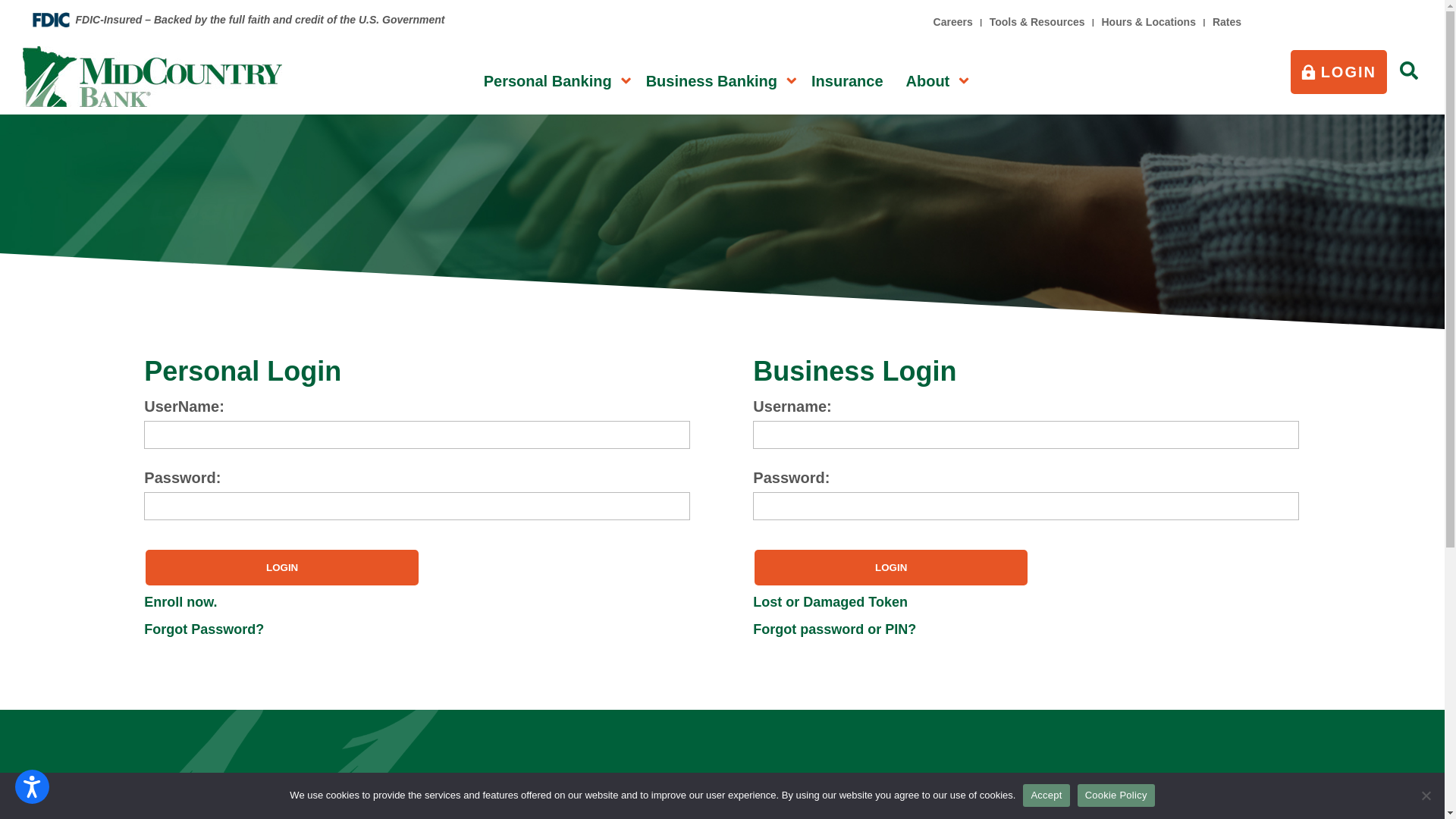 website screenshot of https://midcountry.bank/login/