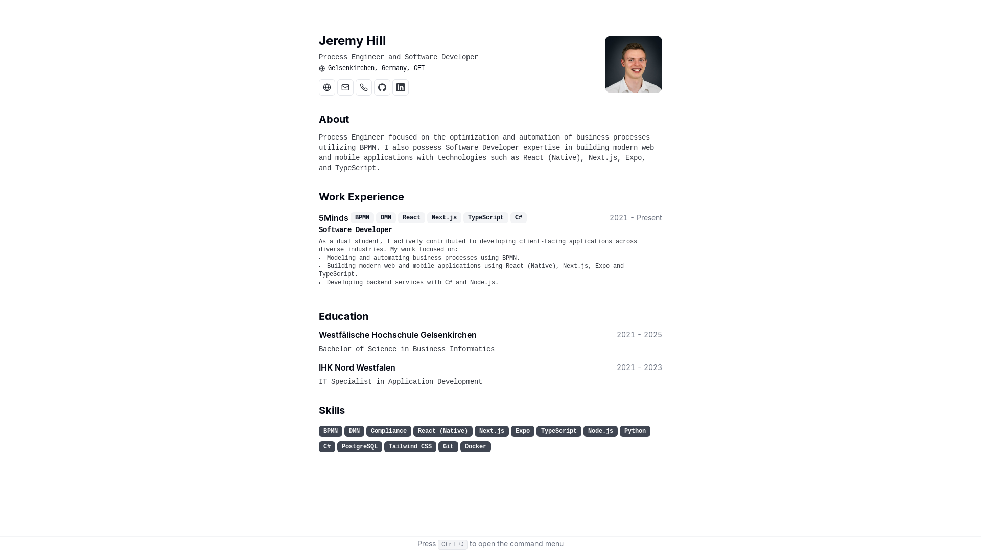 website screenshot of https://jeremyhill.de/