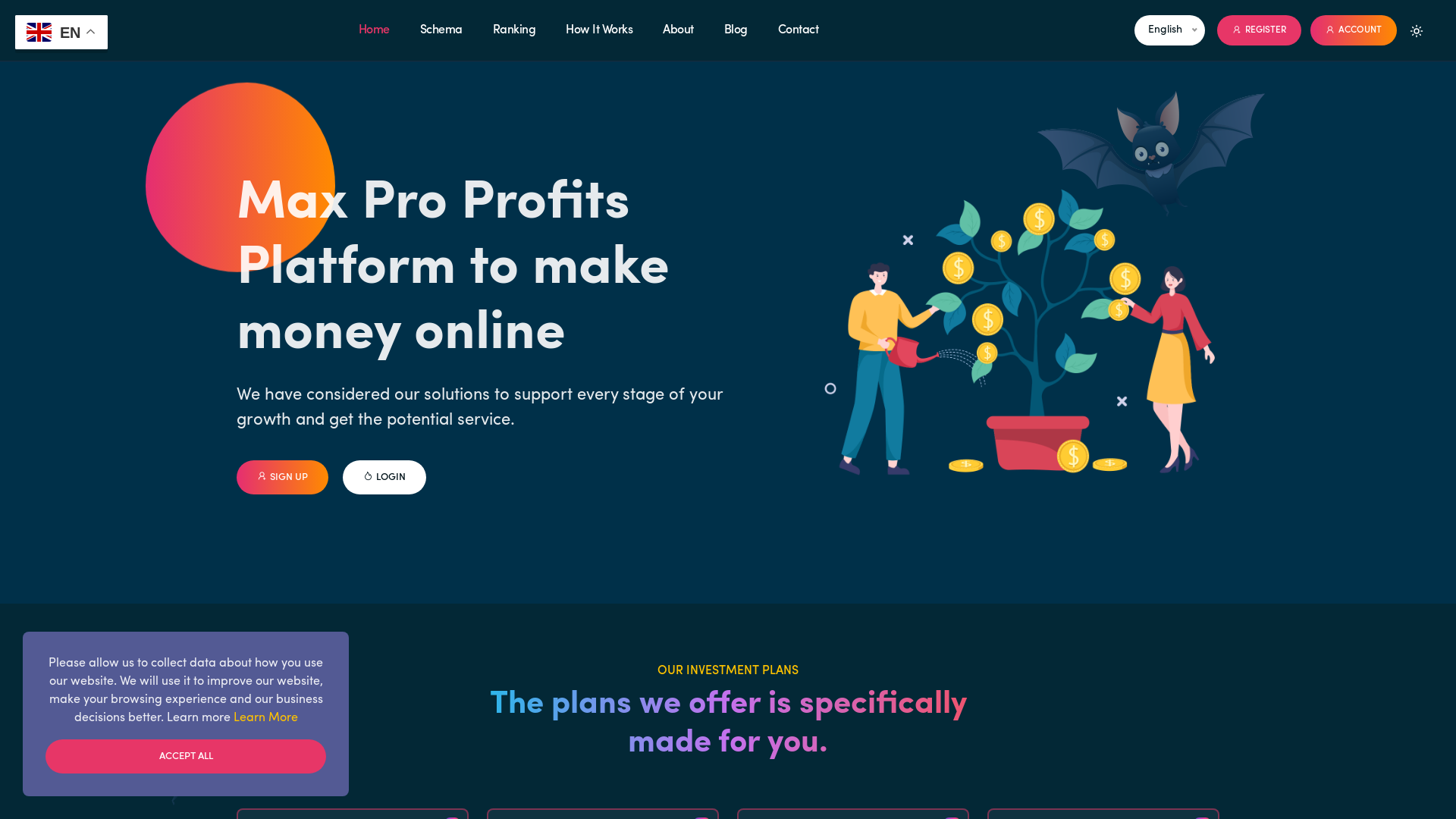 website screenshot of http://maxproprofits.live/