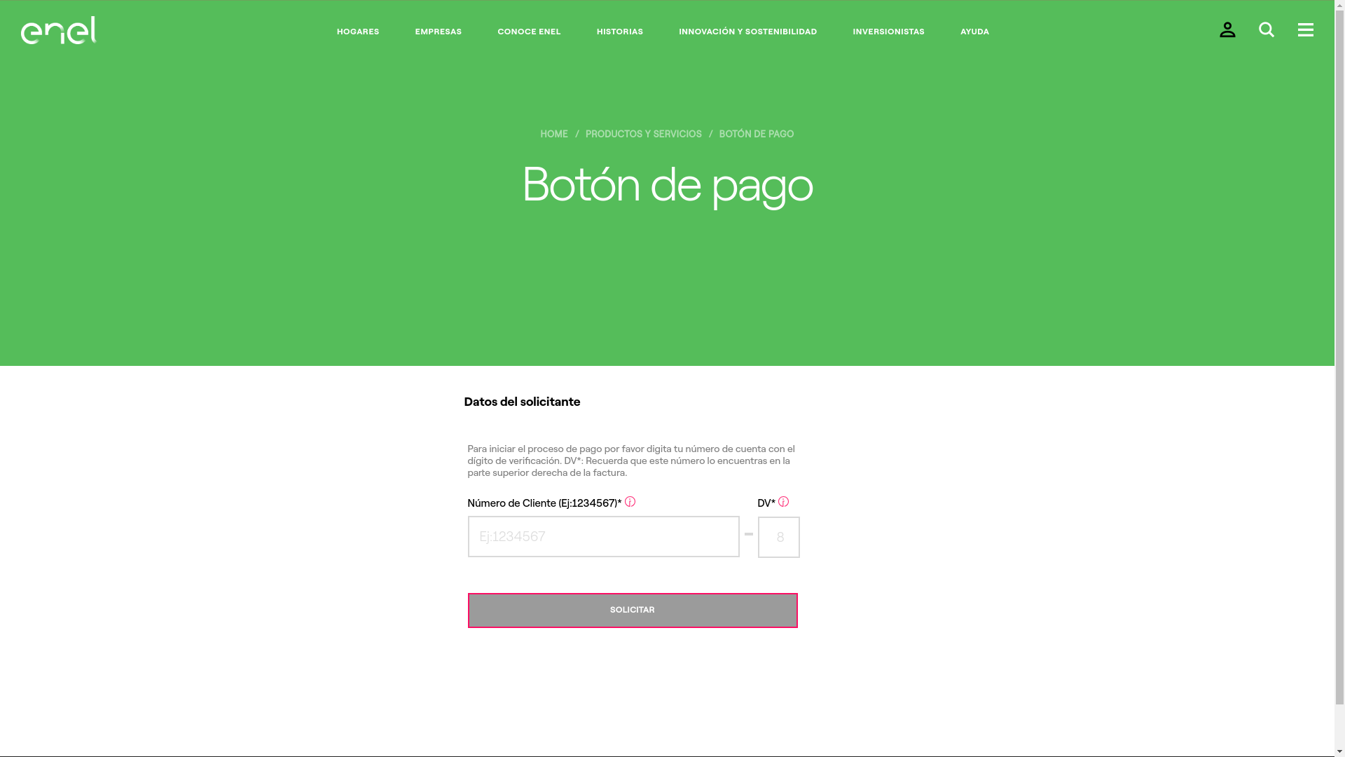 website screenshot of https://e-pagofacturasdeluz.com/