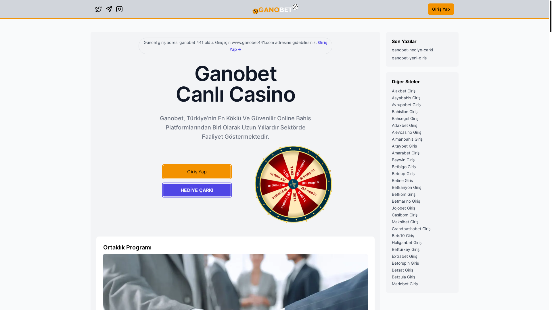 website screenshot of https://ganobetguncelgiris.blog/