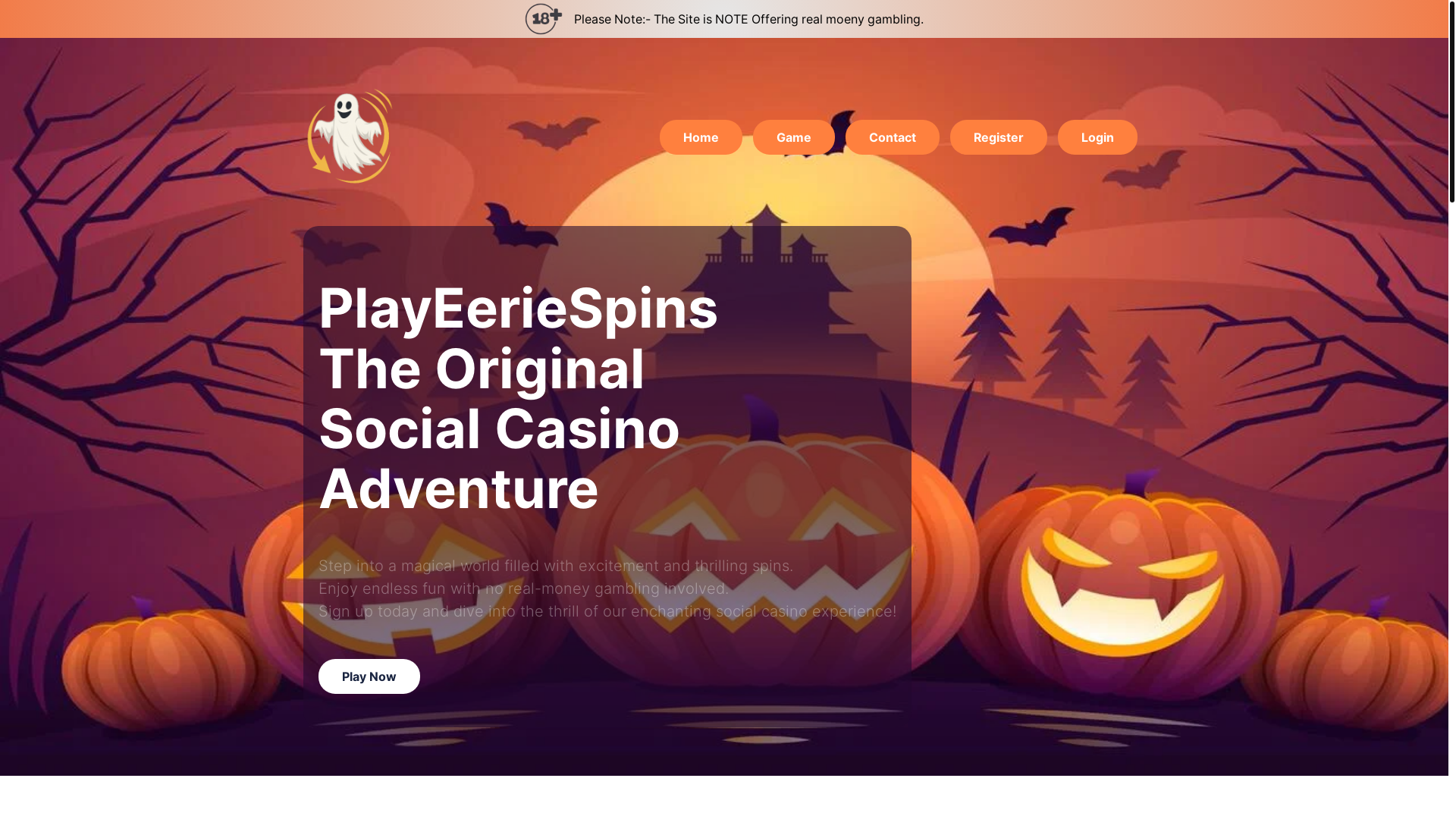 website screenshot of https://eerieplayspin.com/