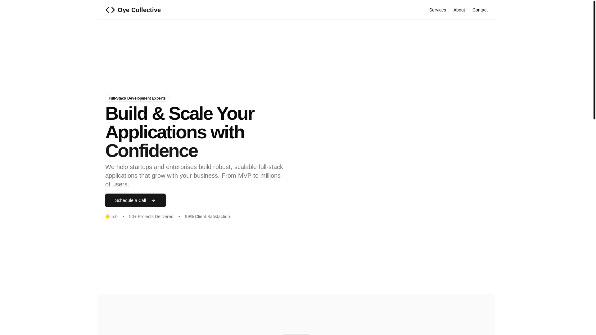website screenshot of https://oye-collective-landing.pages.dev/