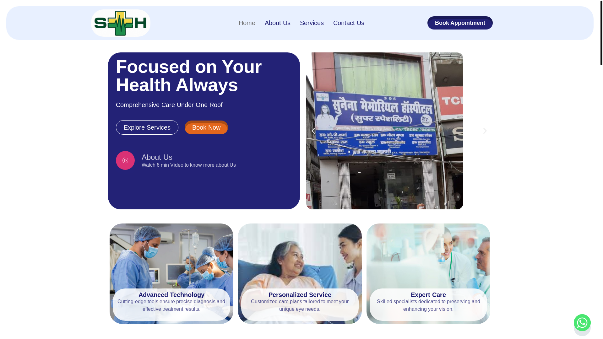 website screenshot of https://sunainamemorialhospital.in/