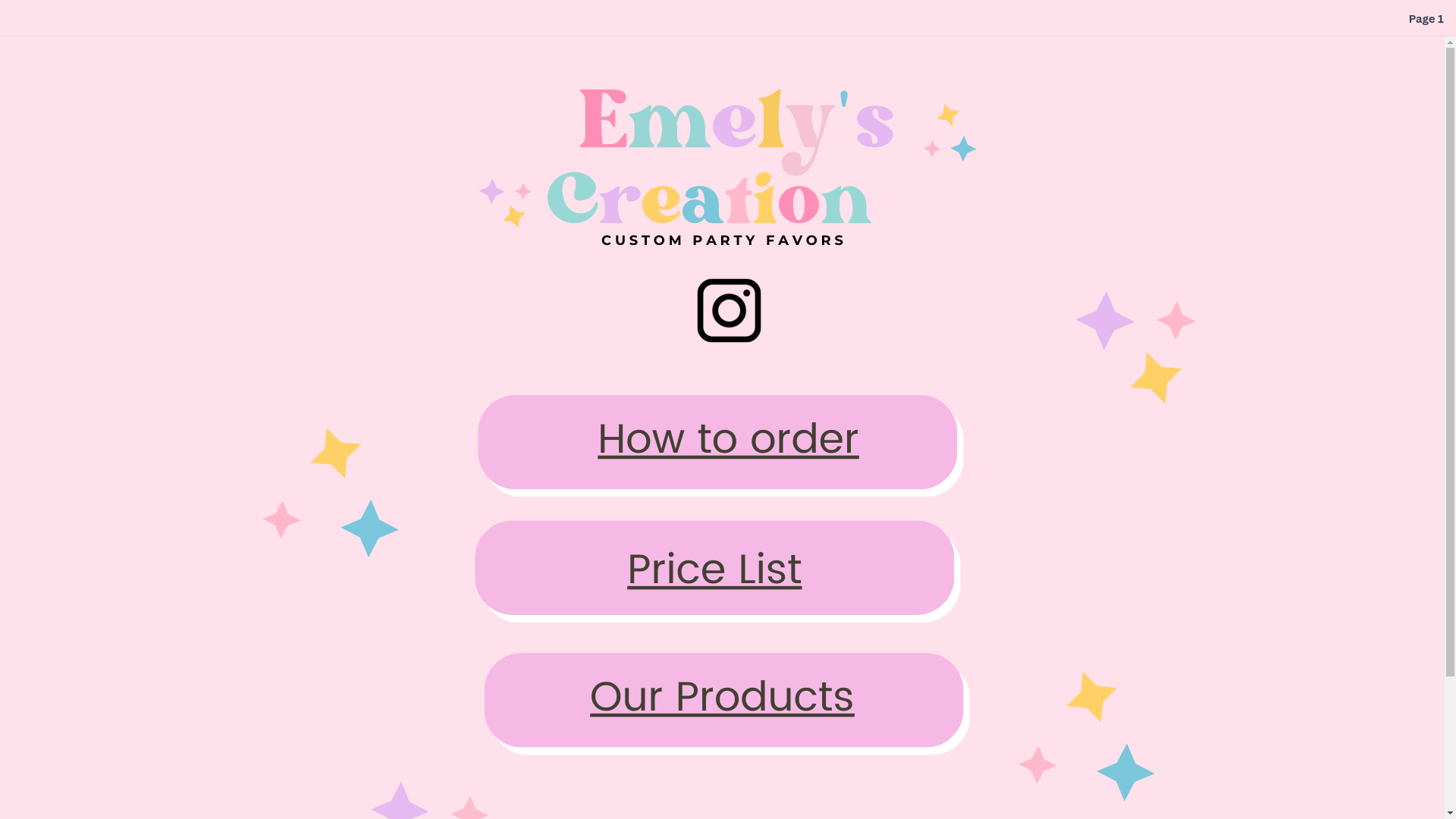 website screenshot of https://emelyscreationss.com/