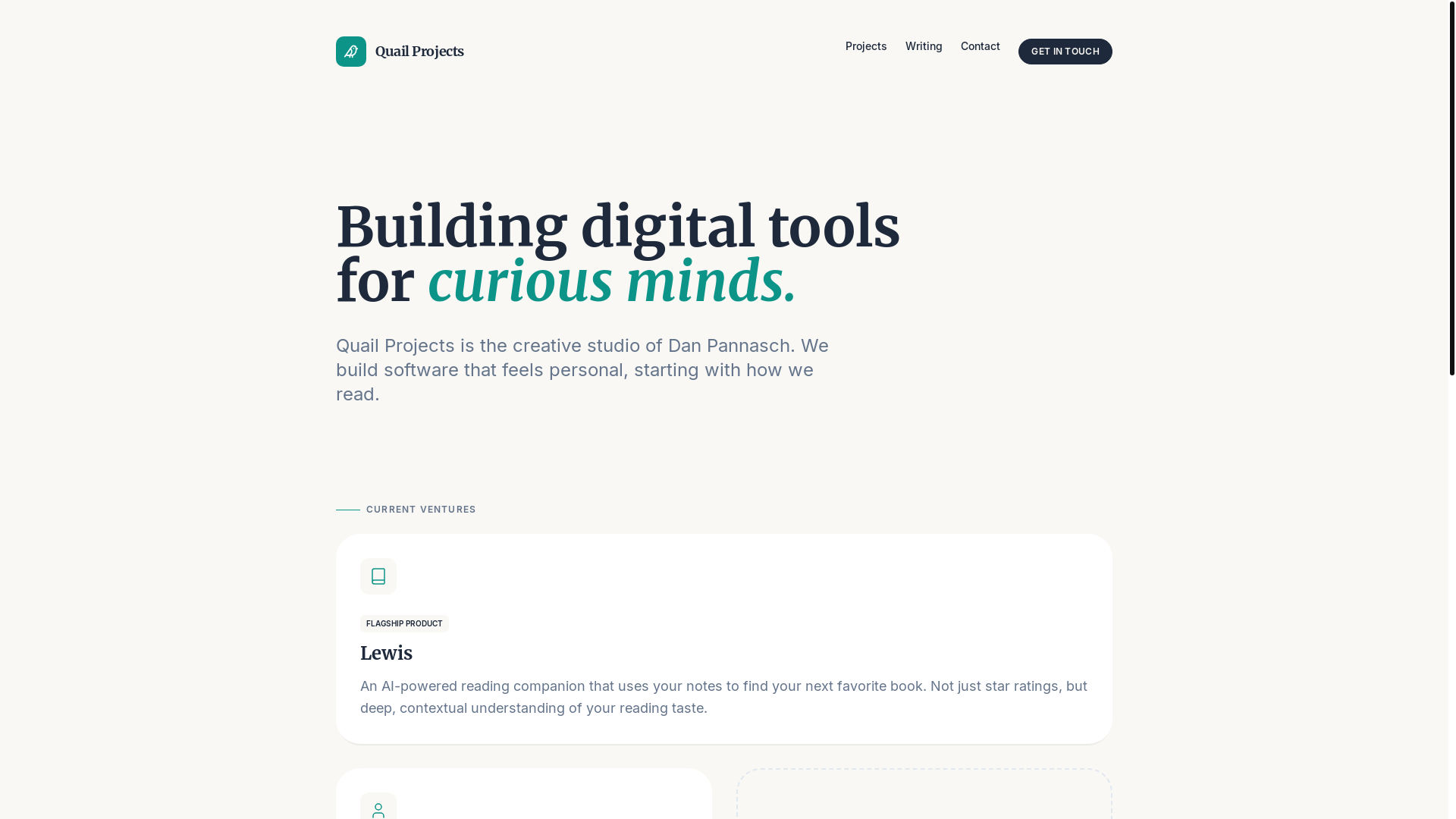 website screenshot of https://quail-projects.pages.dev/