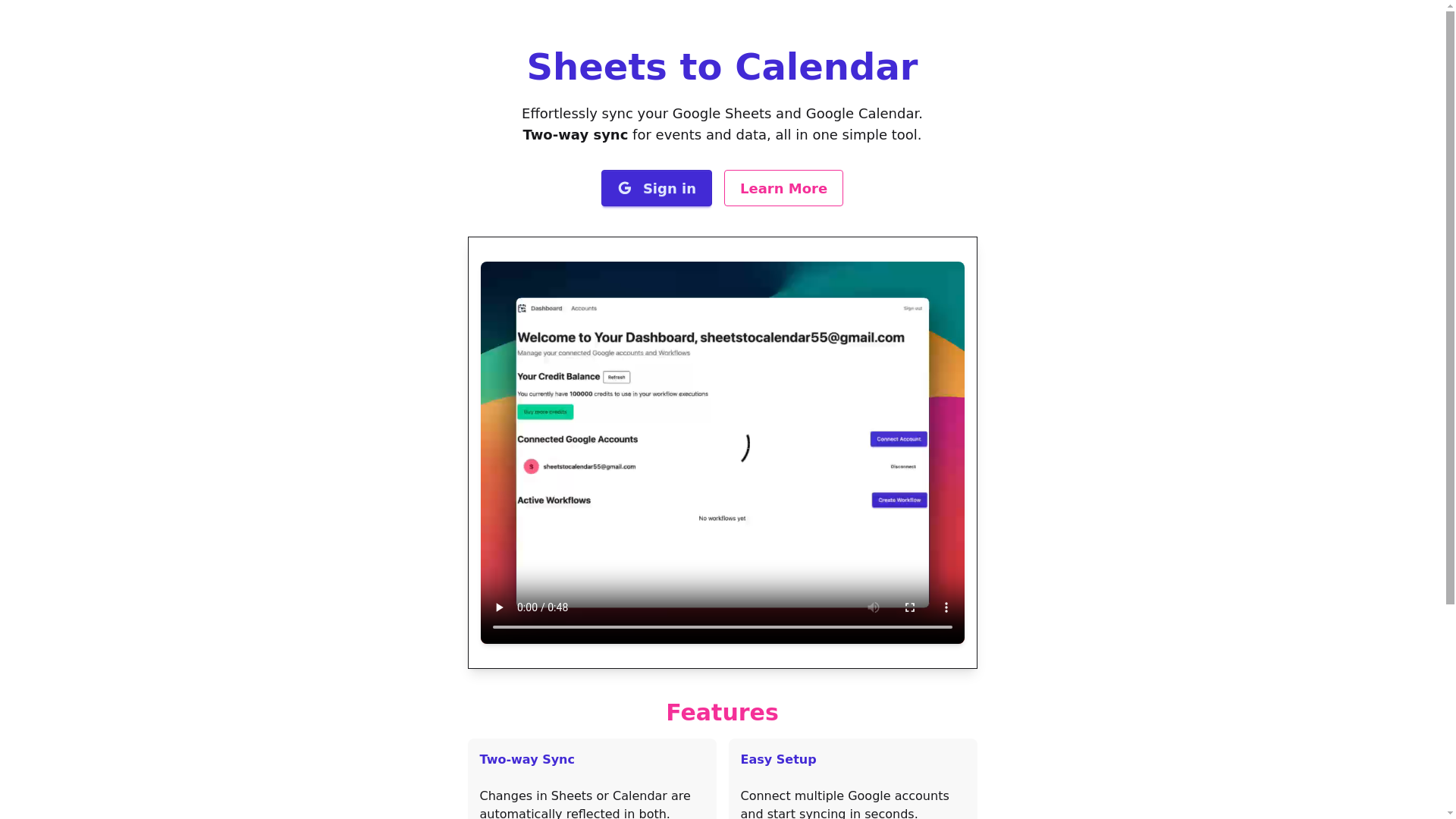 website screenshot of https://sheets-to-calendar.pages.dev/