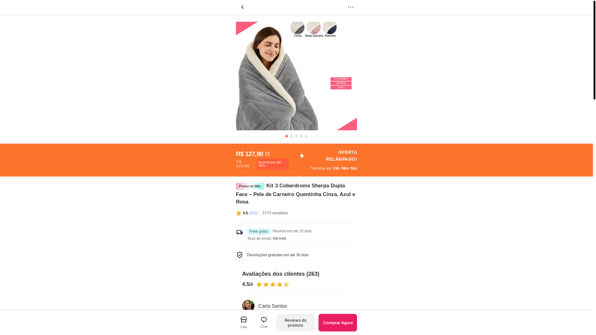 website screenshot of https://cobertorsherpa.shop/