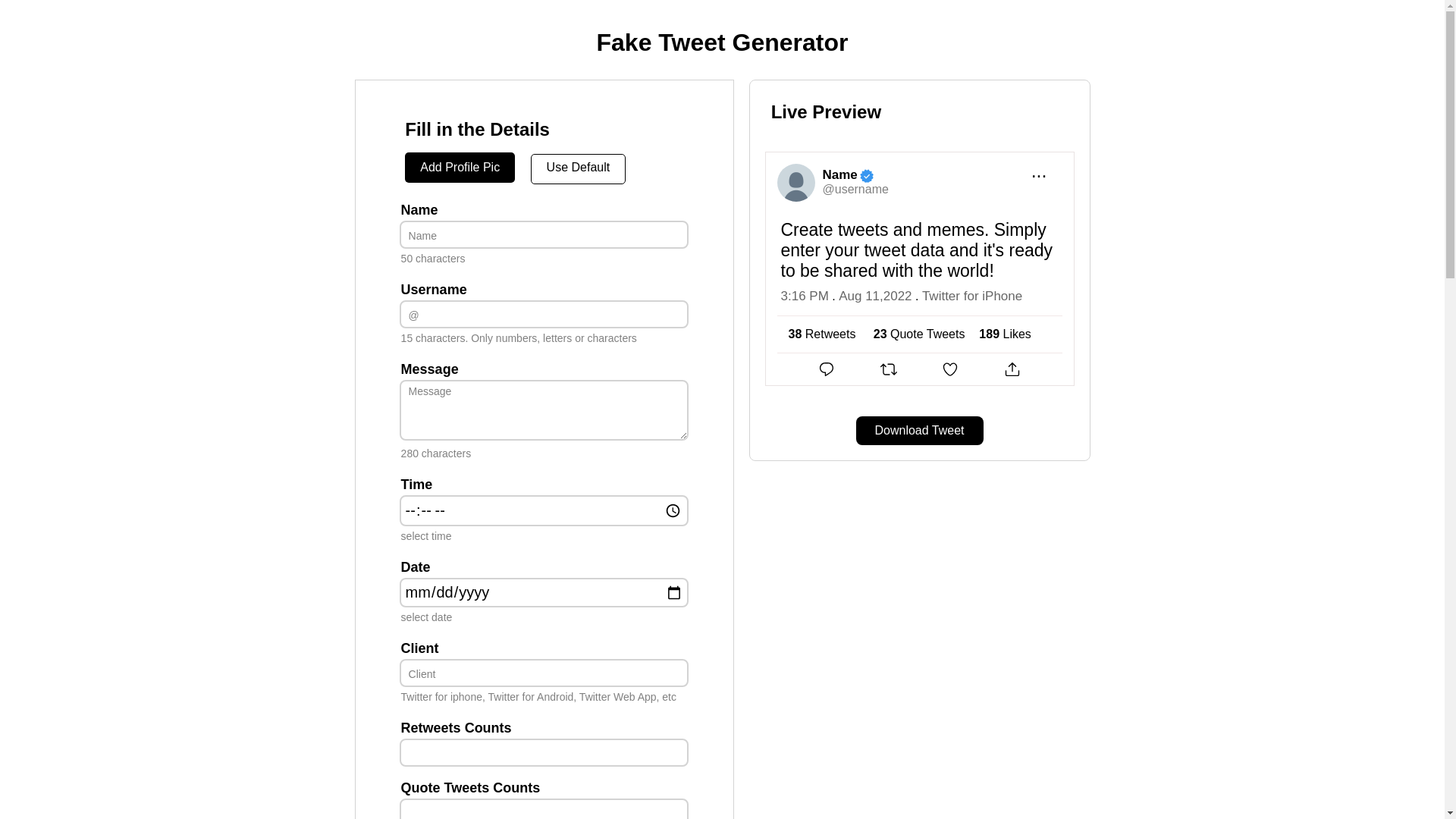 website screenshot of https://tweet-maker.pages.dev/