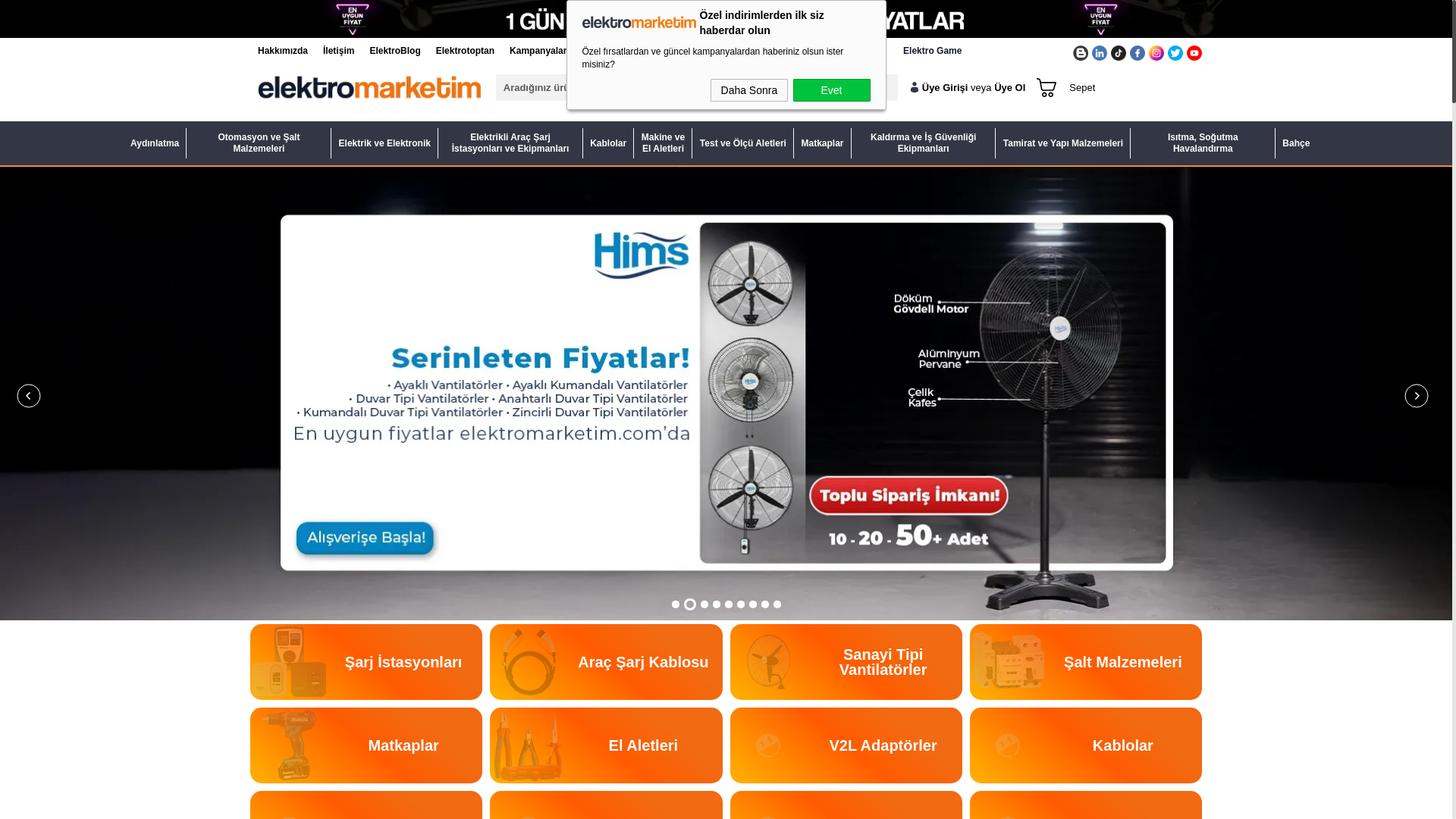website screenshot of https://elektromarketim.com