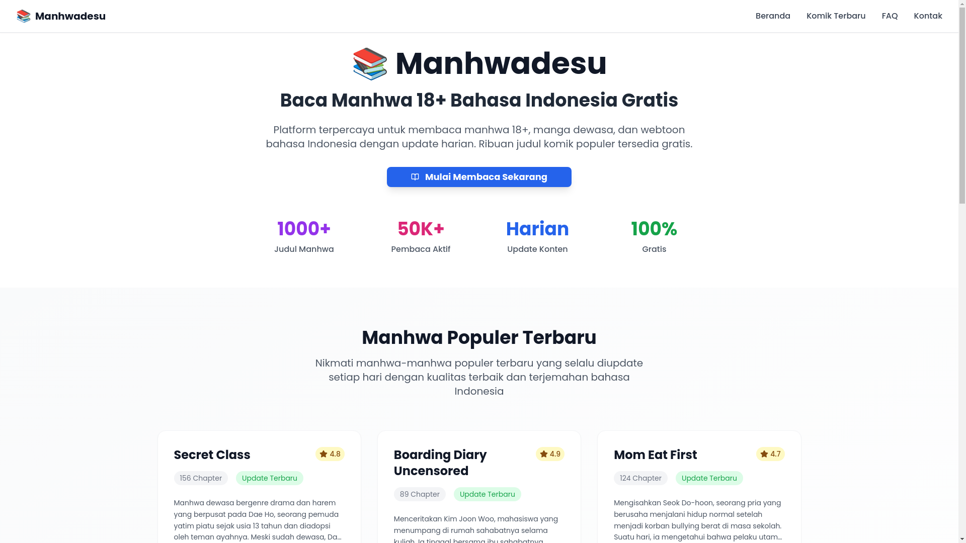 website screenshot of https://manhwalandlat.pages.dev/
