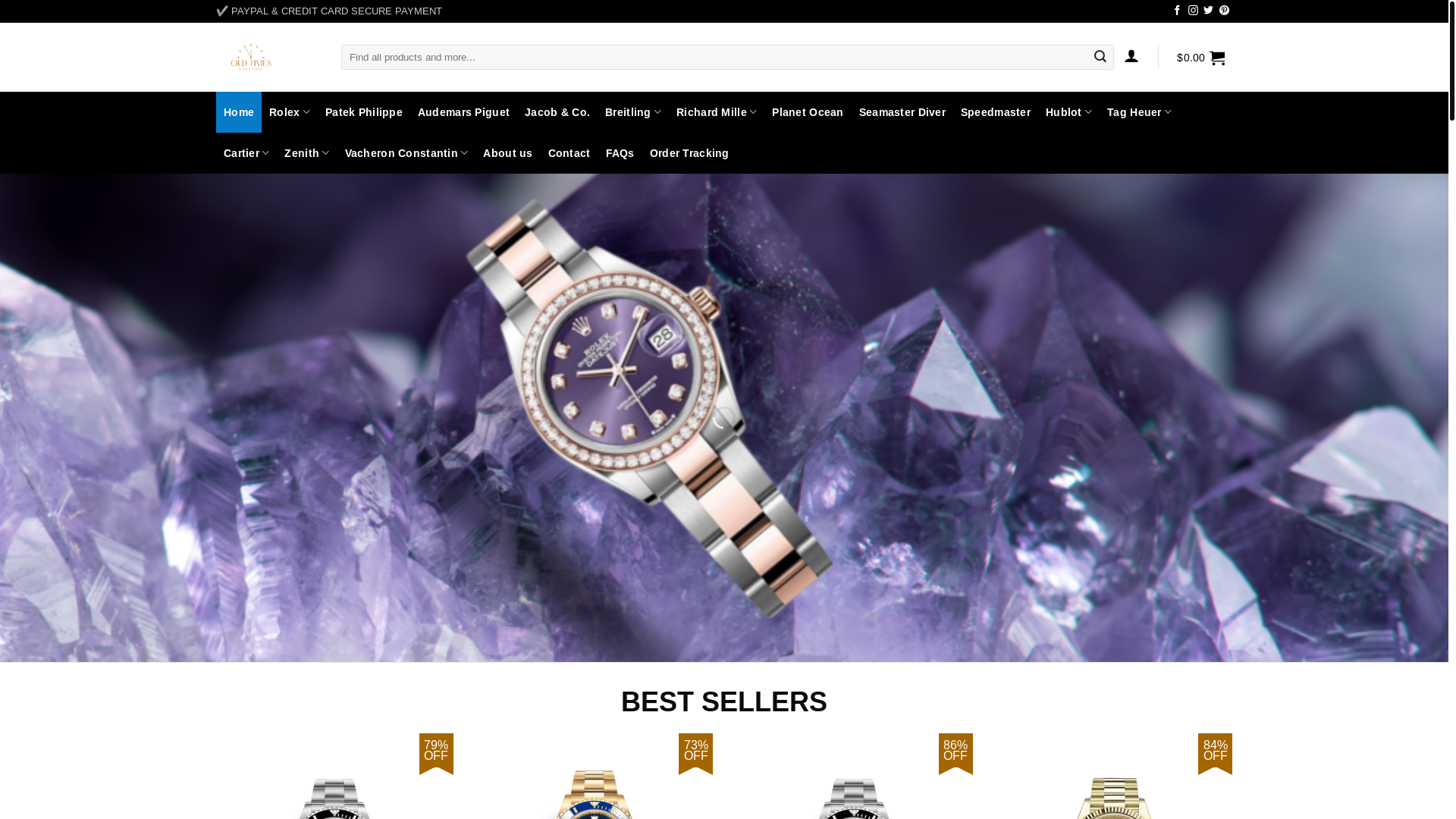 website screenshot of https://oldtimewatches.store/