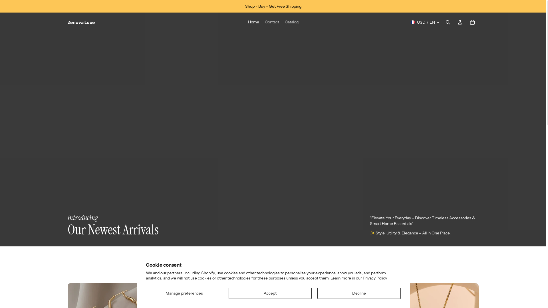 website screenshot of https://zenovaluxe.shop/