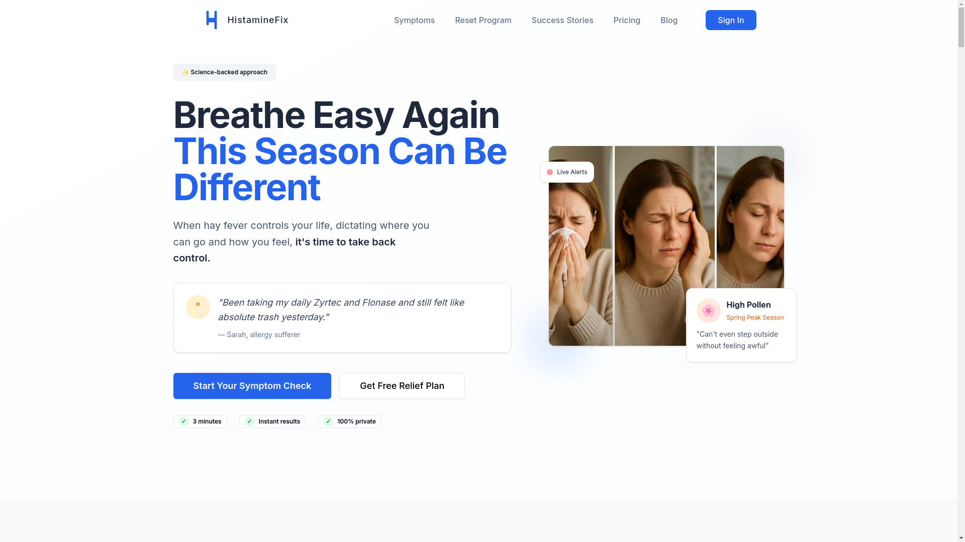 website screenshot of https://histaminefix.pages.dev/