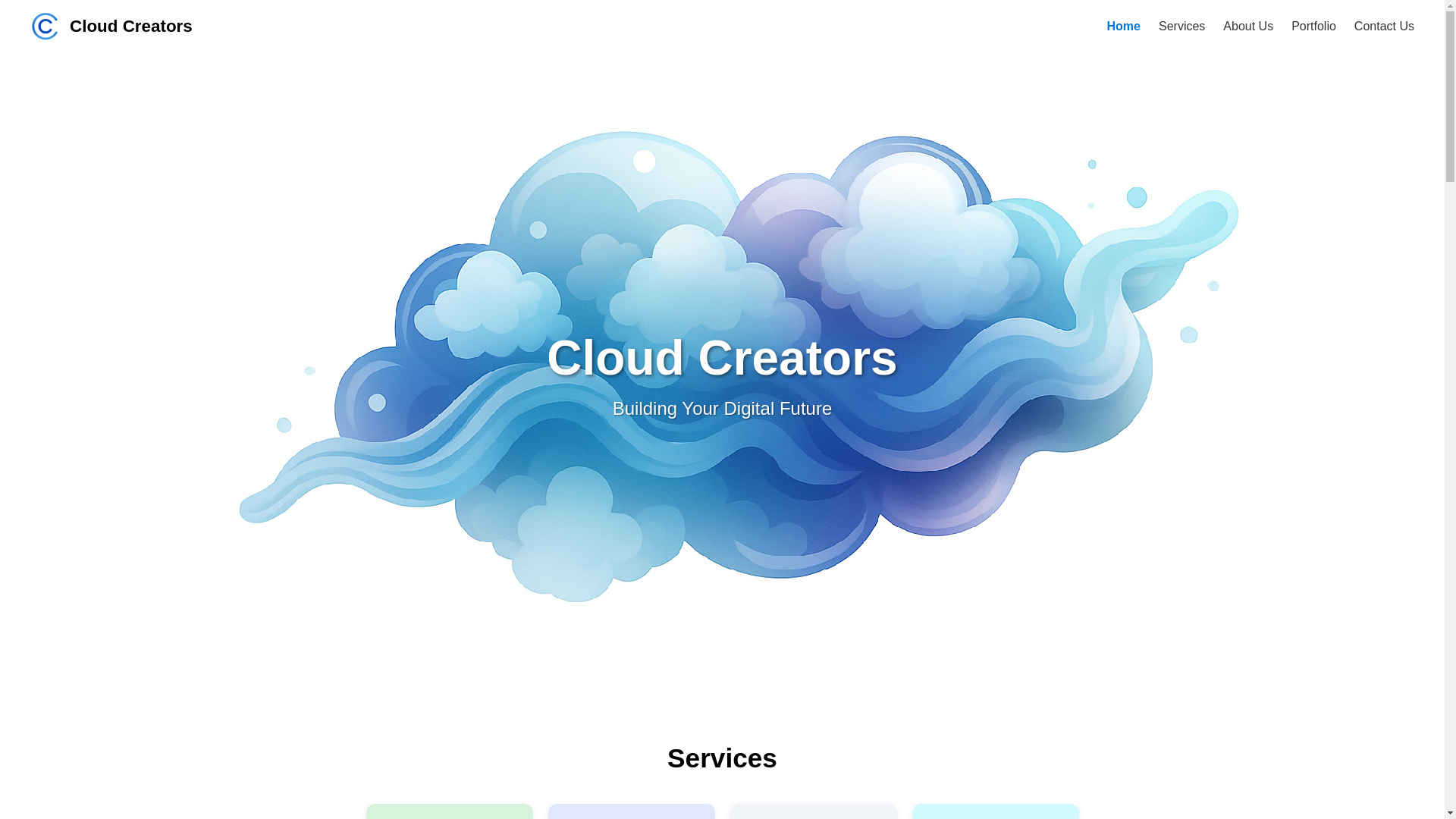 website screenshot of https://cloudcreators.in/