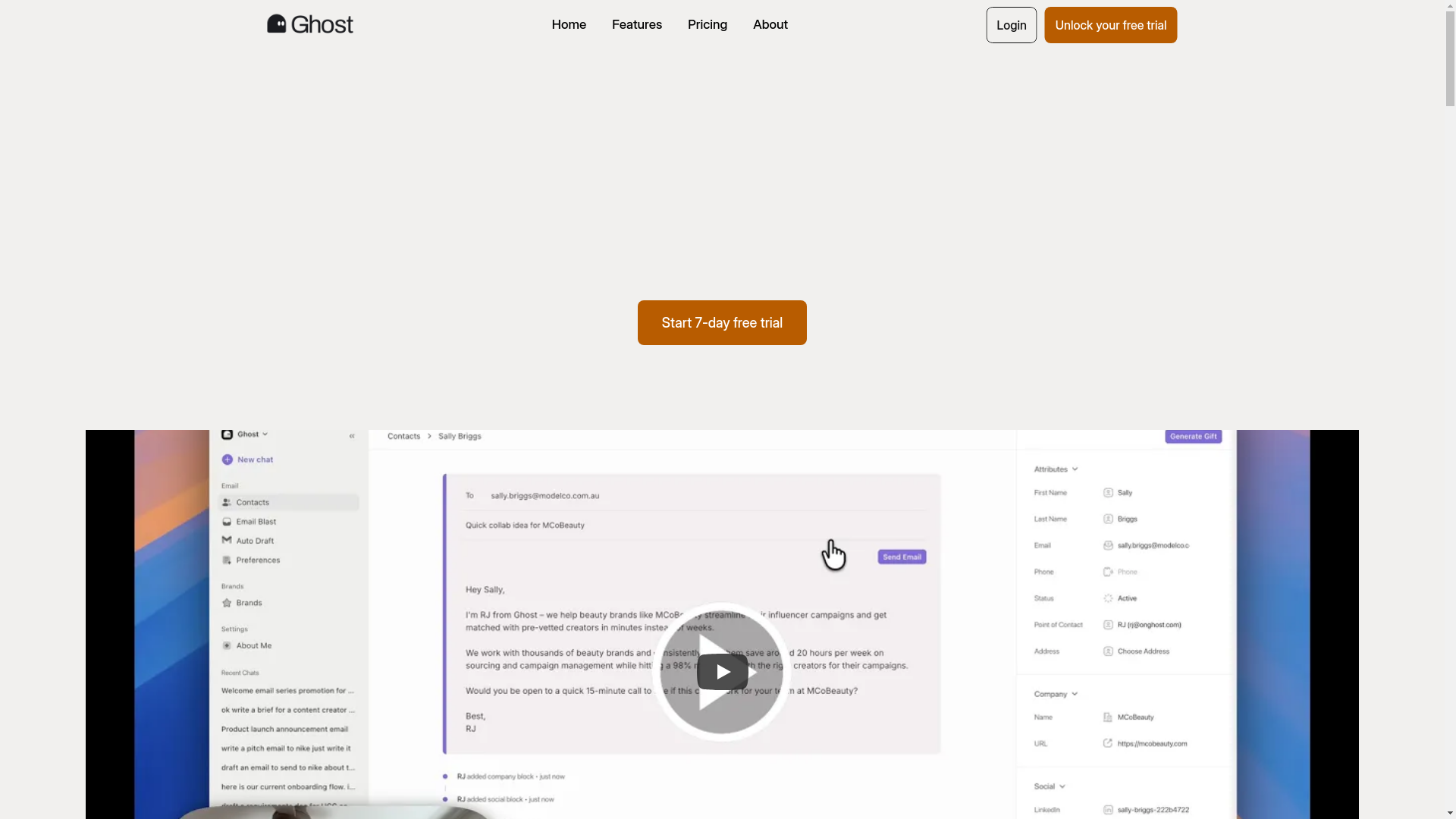 website screenshot of https://onghost.com/