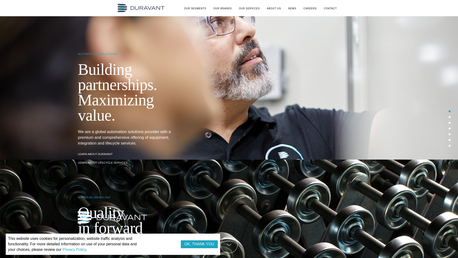 website screenshot of https://duravant.world/