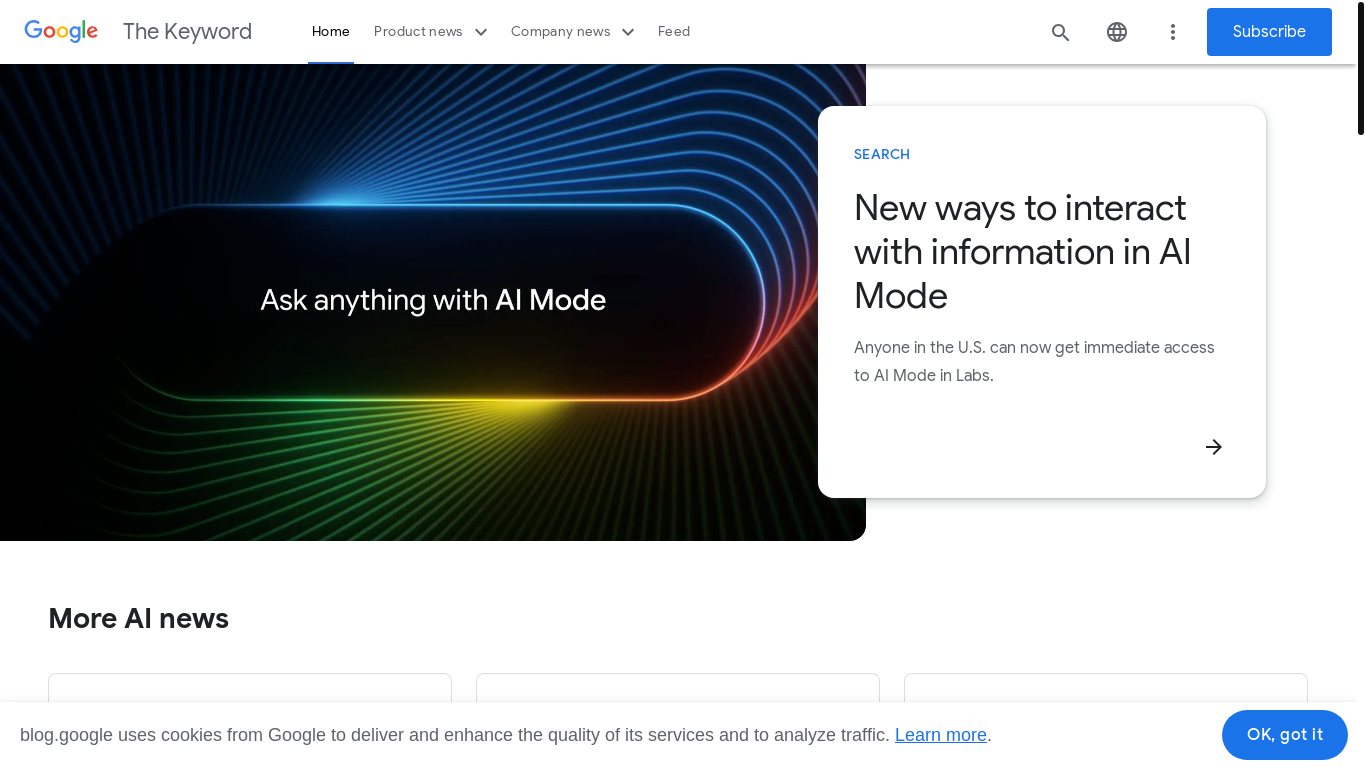 website screenshot of https://blog.google.com/